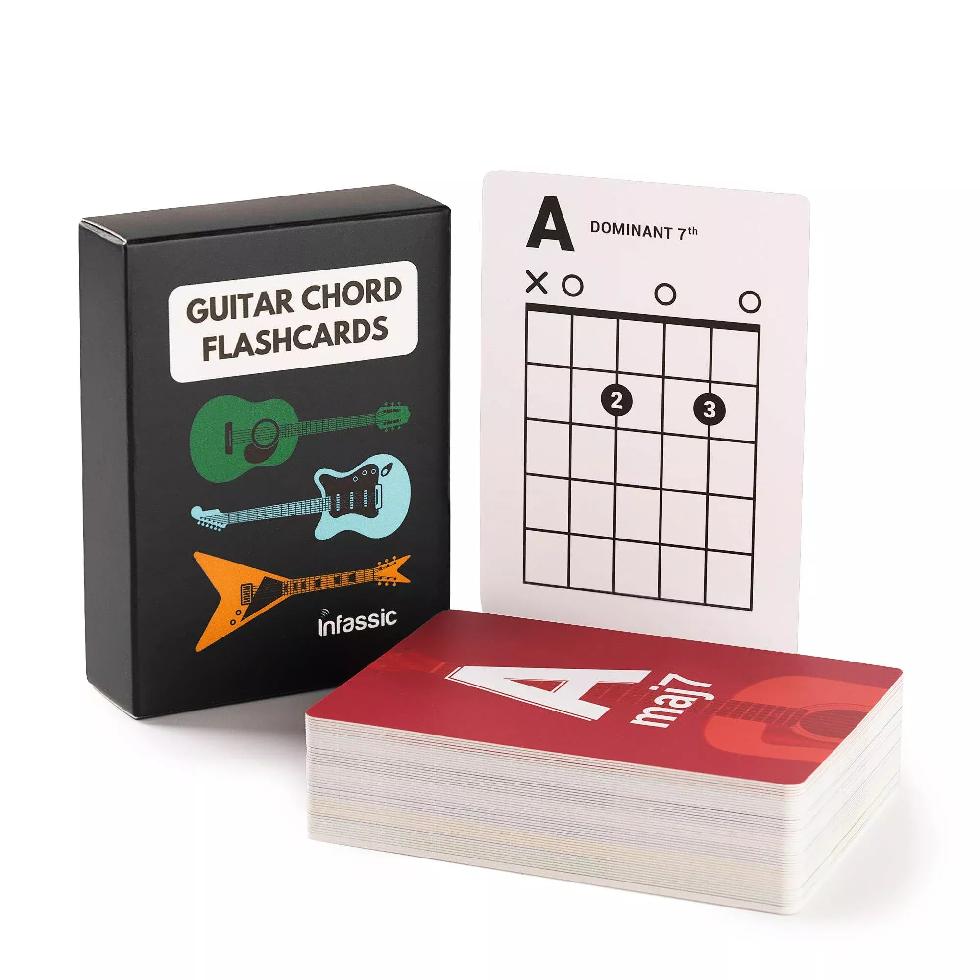 Infassic Guitar Chord Flashcards for Beginners, 48 Cards, 2.5"