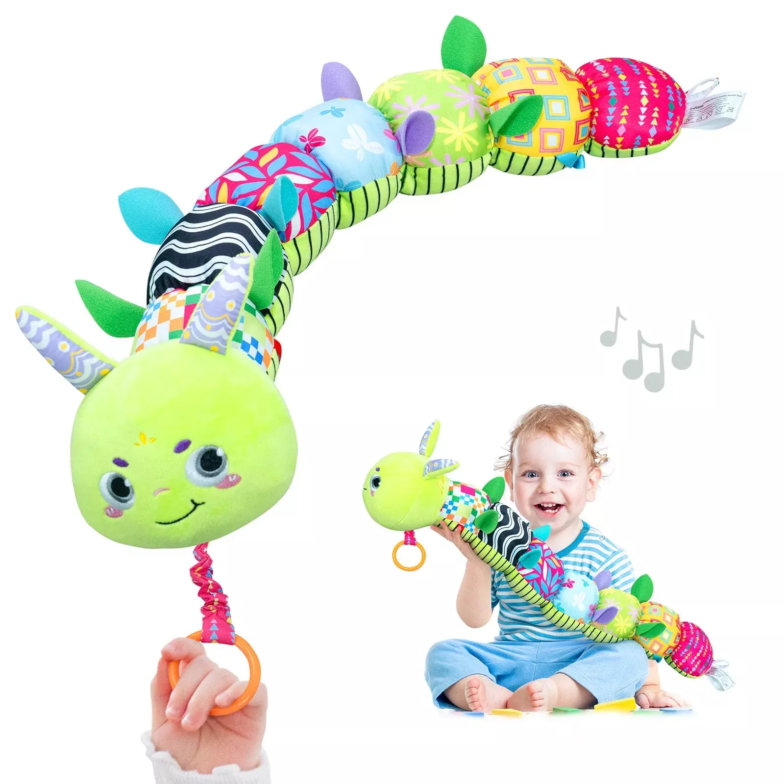 Infinno Baby Musical Stuffed Caterpillar Toy Green Medium