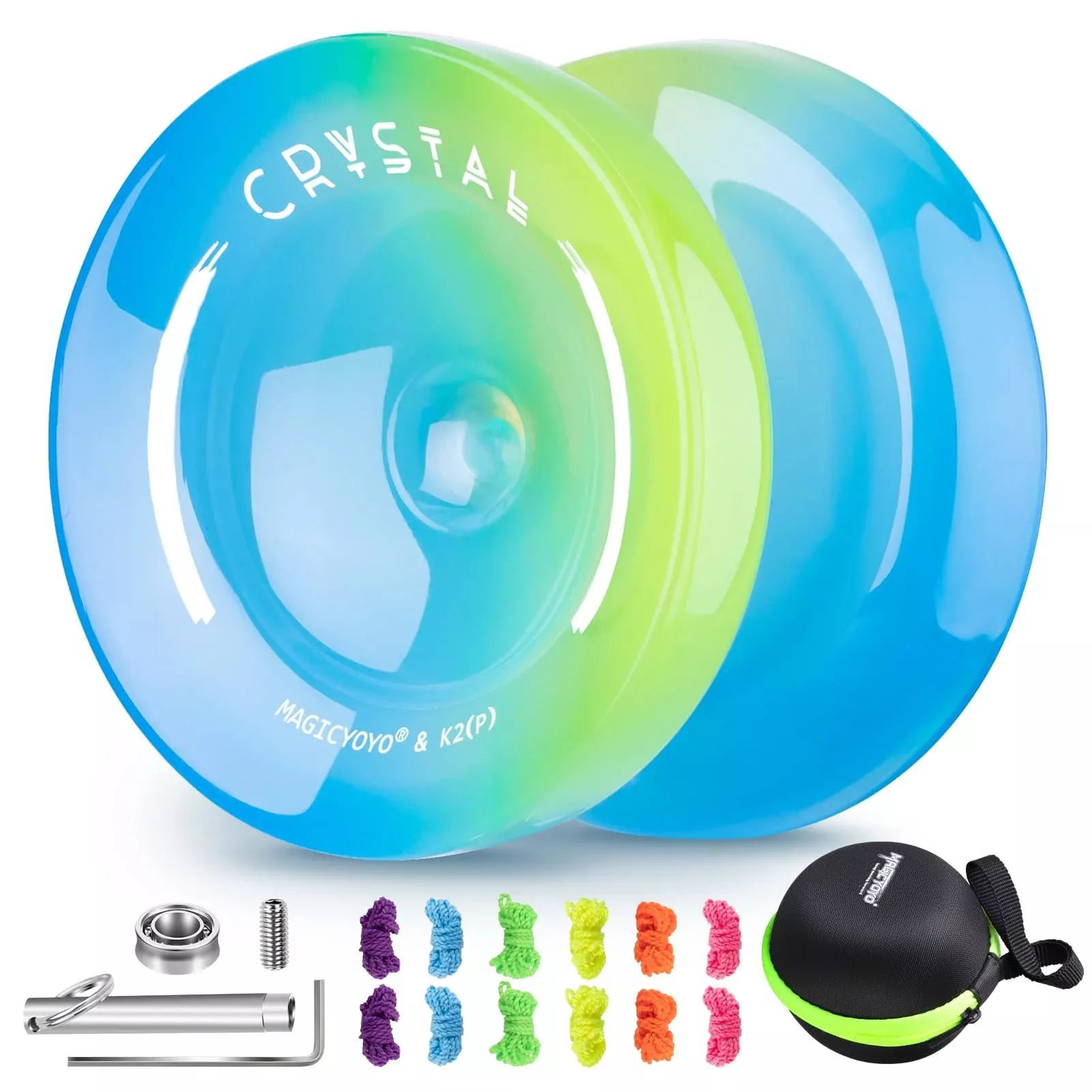 INOVASHON K2 Crystal Yo-Yo Beginner-Friendly Skyblue Yellow Small