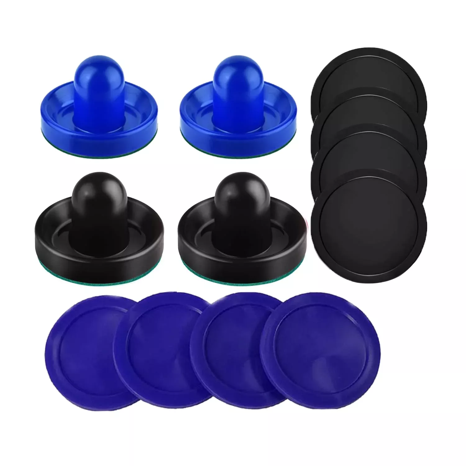 Inscool Air Hockey Pucks and Pushers Set, Blue & Black, 4 P
