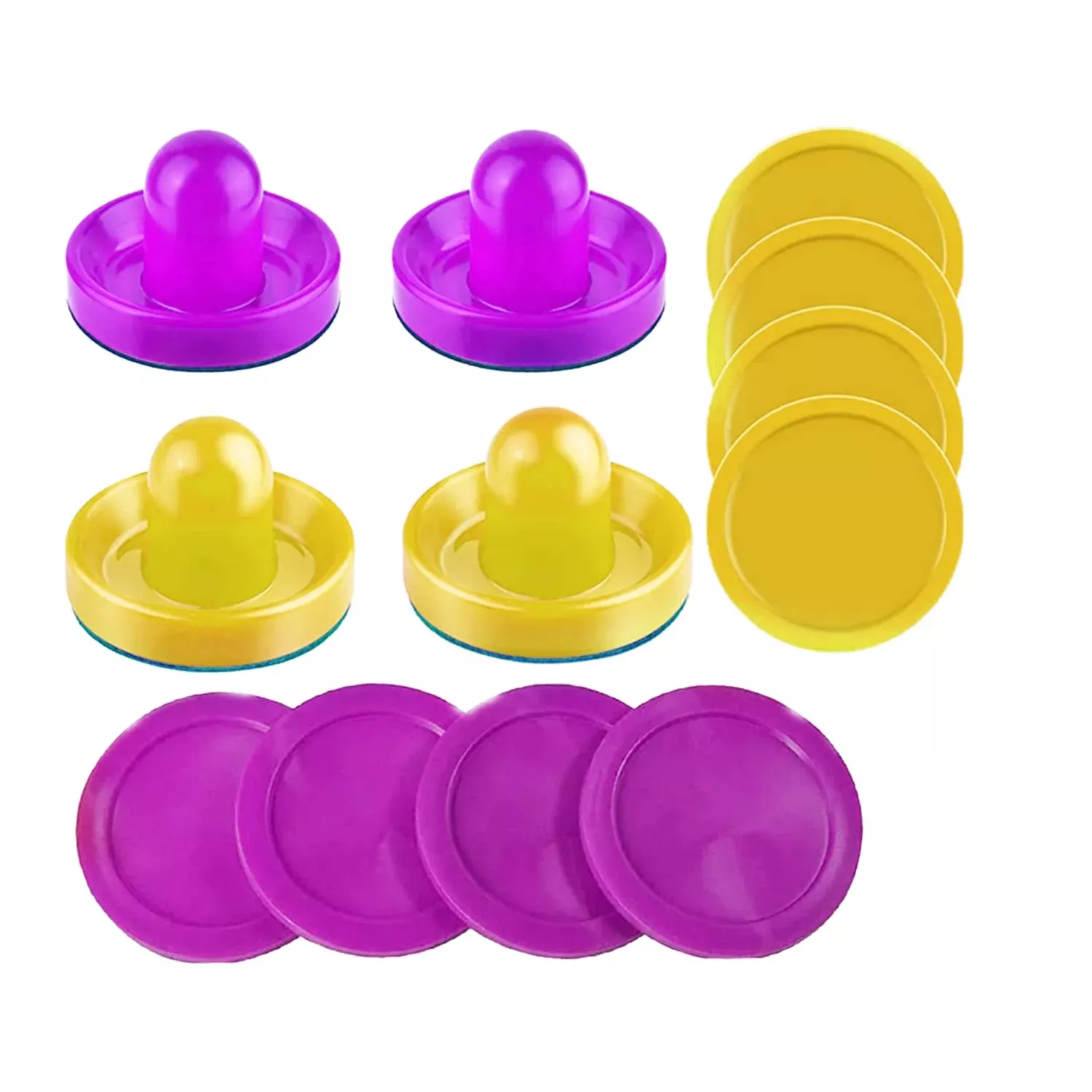 Inscool Air Hockey Set - 4 Pushers, 8 Pucks, Yellow &
