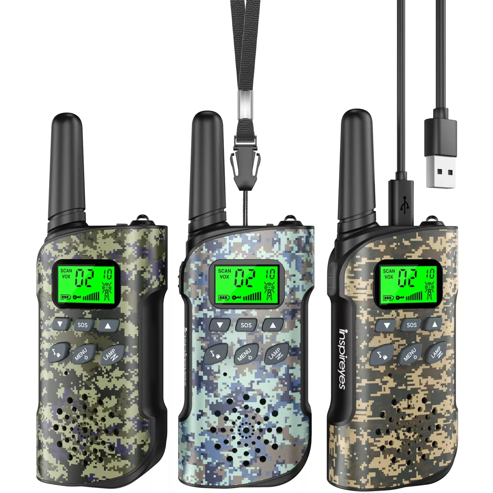 Inspireyes Kids Walkie Talkies Rechargeable 3 Pack Mini Ranger