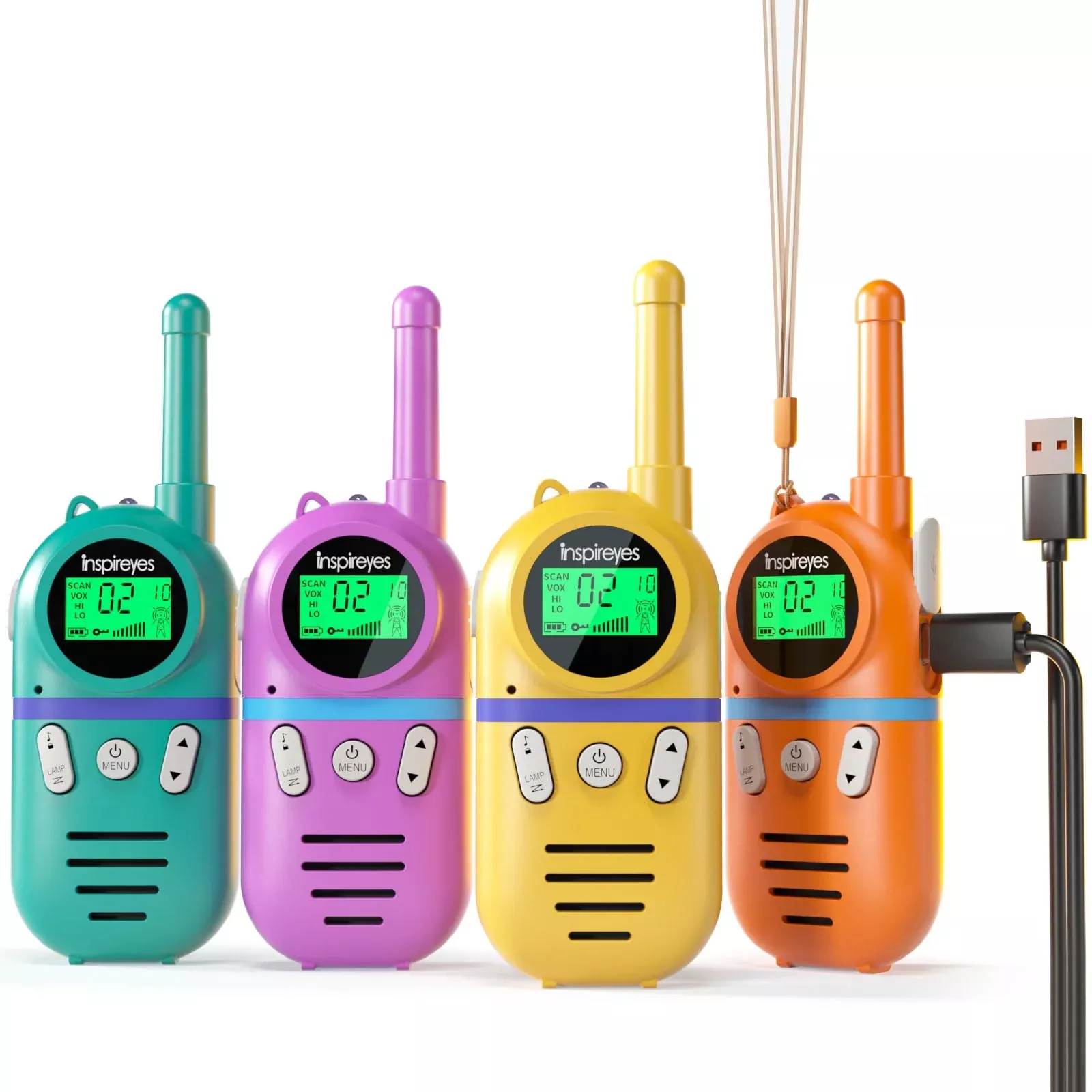 Inspireyes Kids Walkie Talkies Rechargeable 4 Pack Candy Galaxy