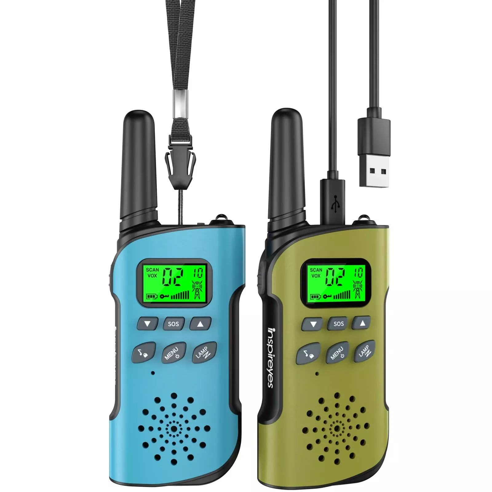 Inspireyes Walkie Talkies for Kids 2 Pack, Rechargeable, Ocean & Forest