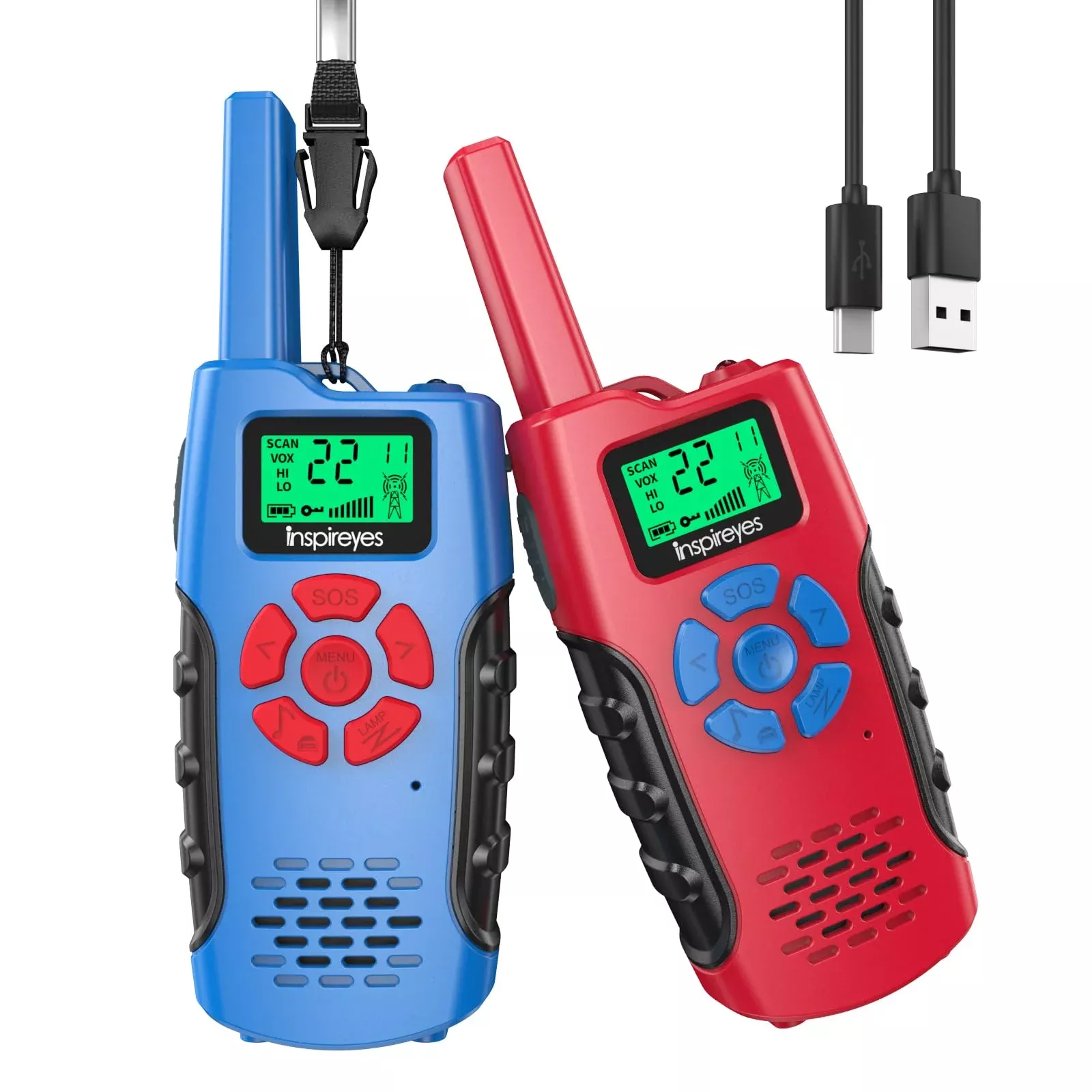 Inspireyes Walkie Talkies for Kids, 48 Hours Rechargeable, 2 Pack