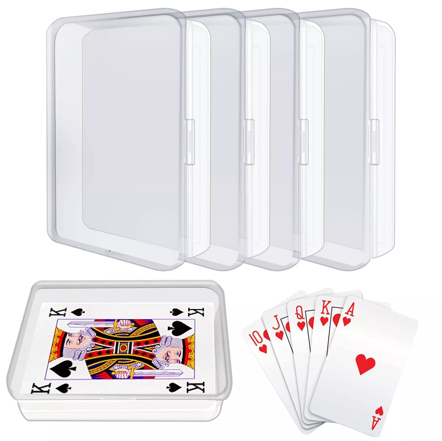 Iokuki 4 Pcs Blank Playing Card Case, Clear Card Deck Box, Plastic Pla