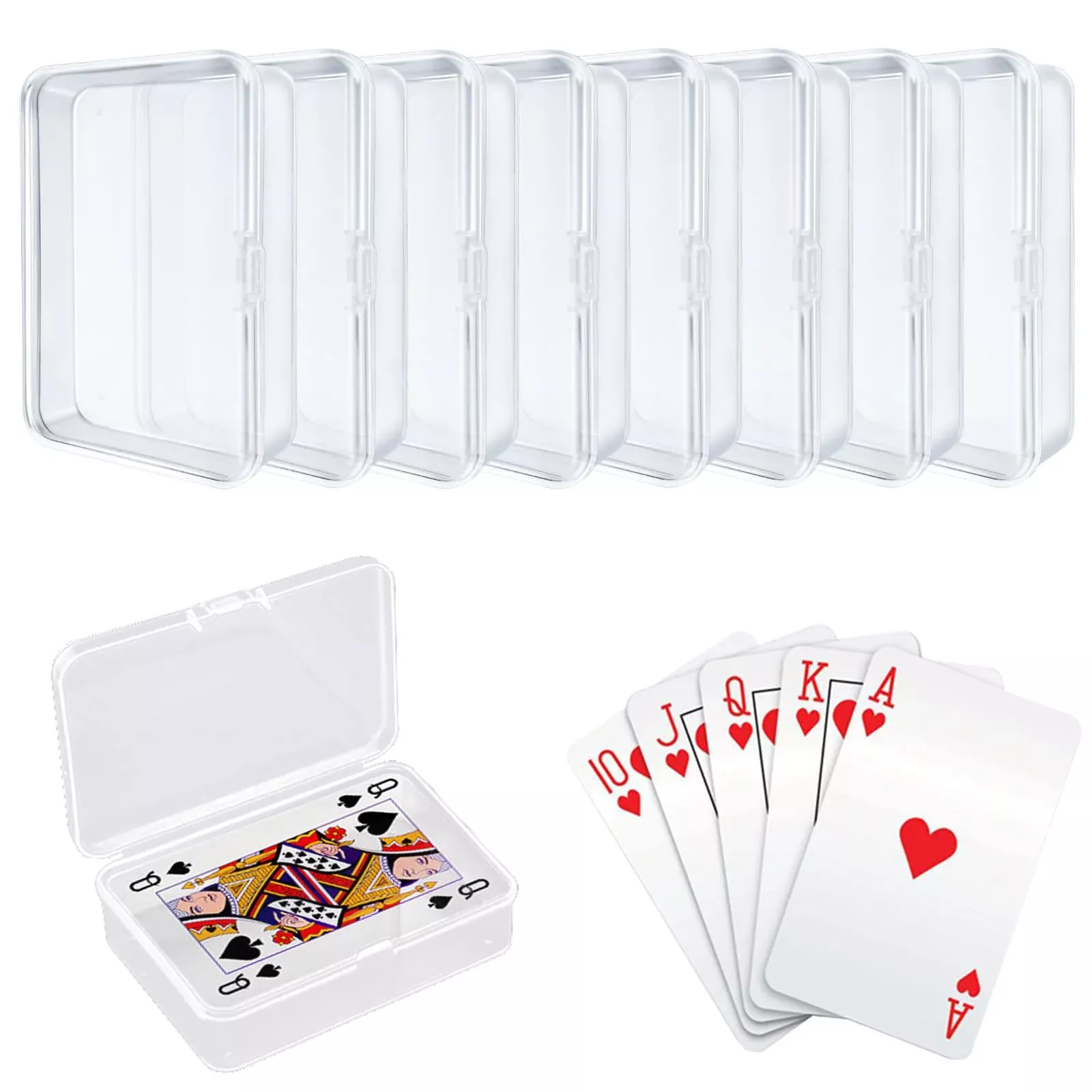 Iokuki 8 Pcs Blank Playing Card Case, Clear Card Deck Box, Plastic Pla
