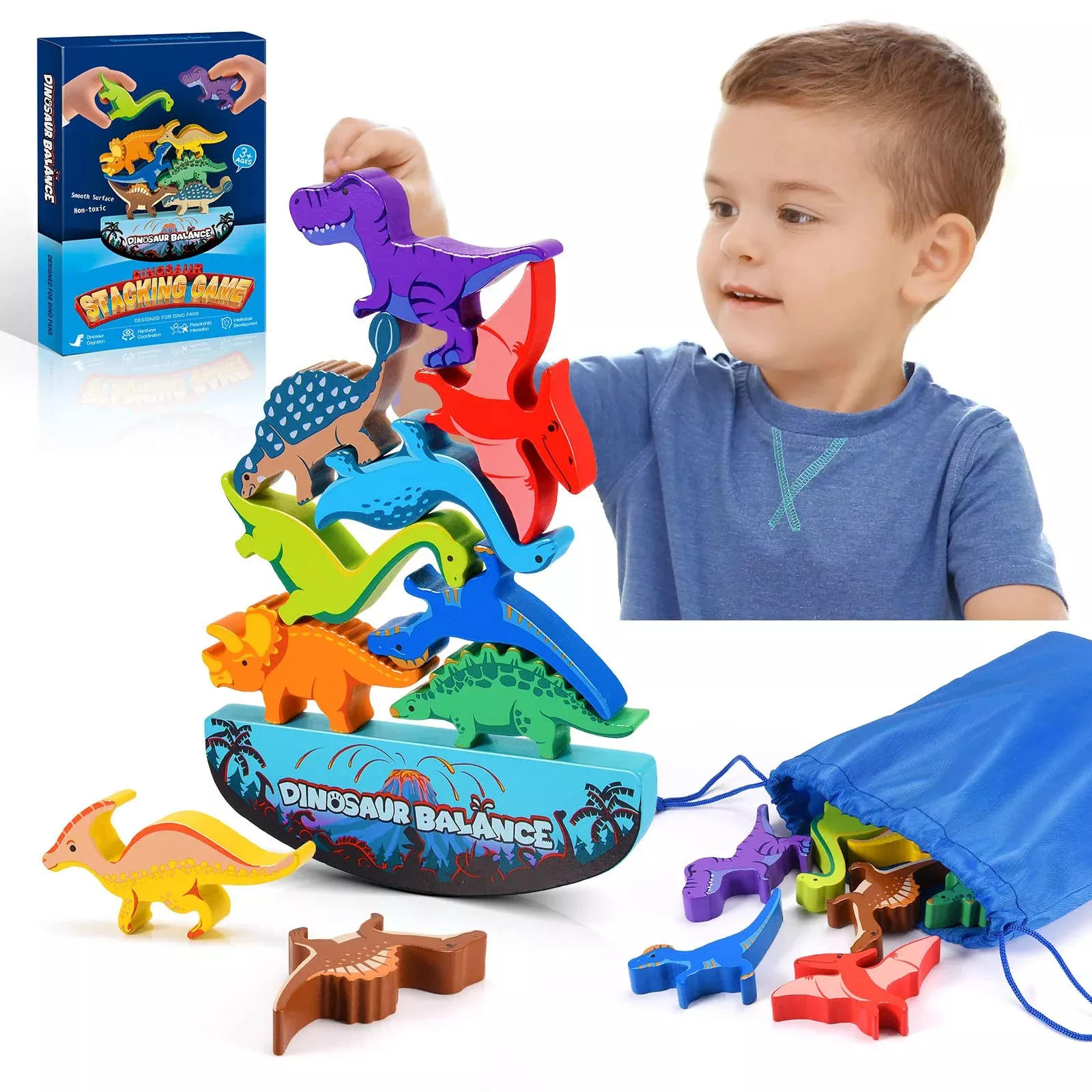 IPOURUP Dinosaur Building Blocks Toys for Kids, Multicolor, Medium