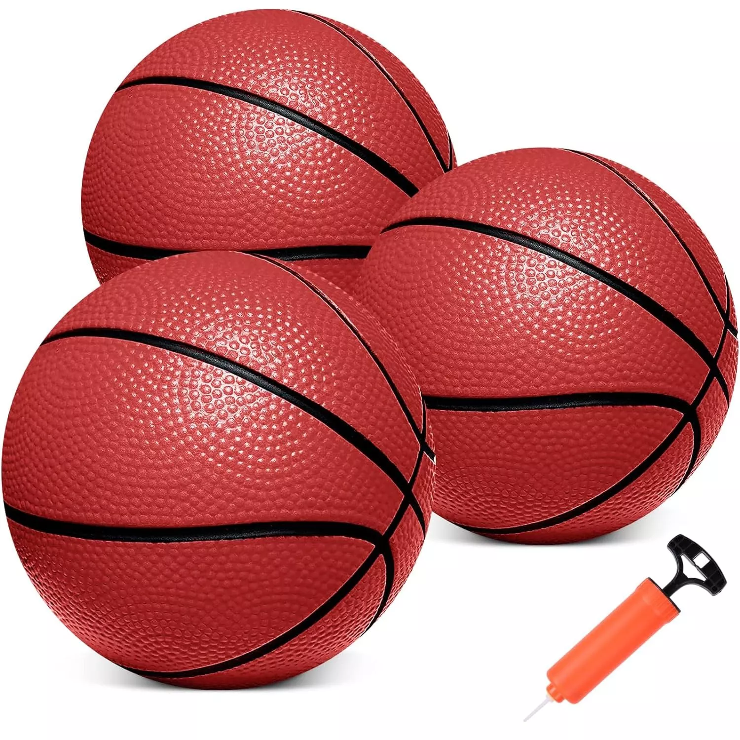 Iyoyo Mini Basketballs 6" Red 3PCS with Pump for Kids' Hoops