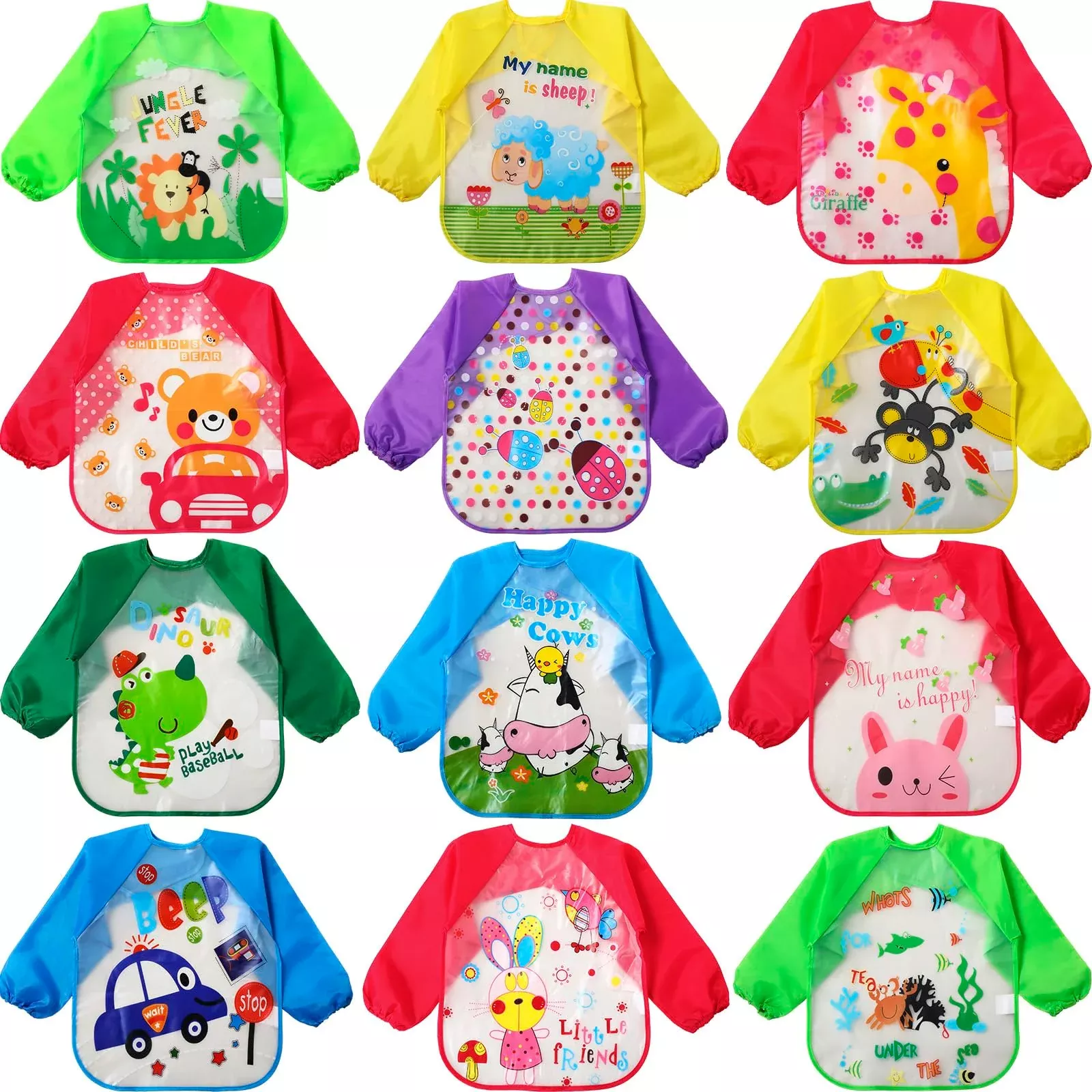 JaGely Kids Art Smock for Ages 1-4, Waterproof, 12 Pack