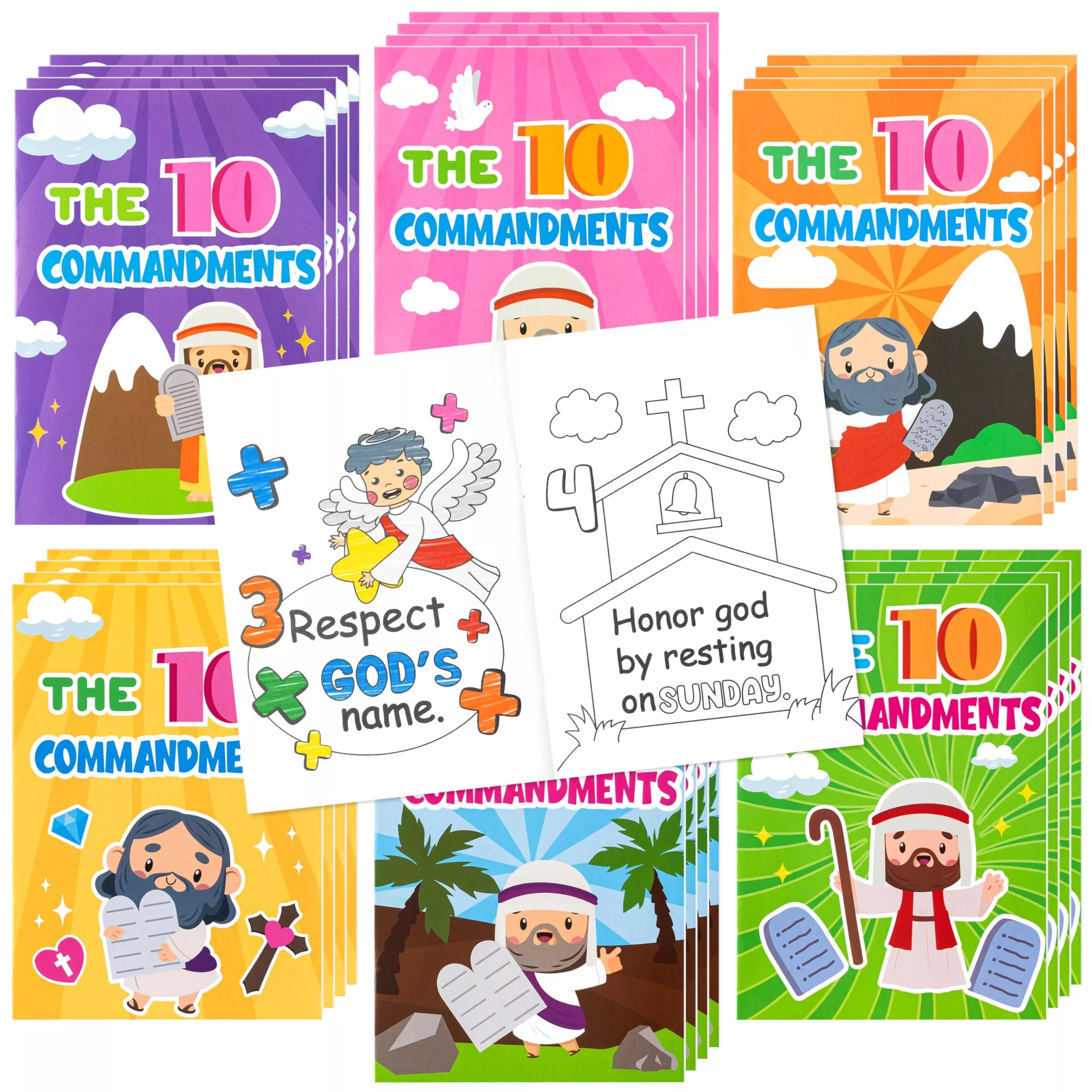 JAPBOR 24PCS The 10 Commandments Coloring Books Black 4.8x