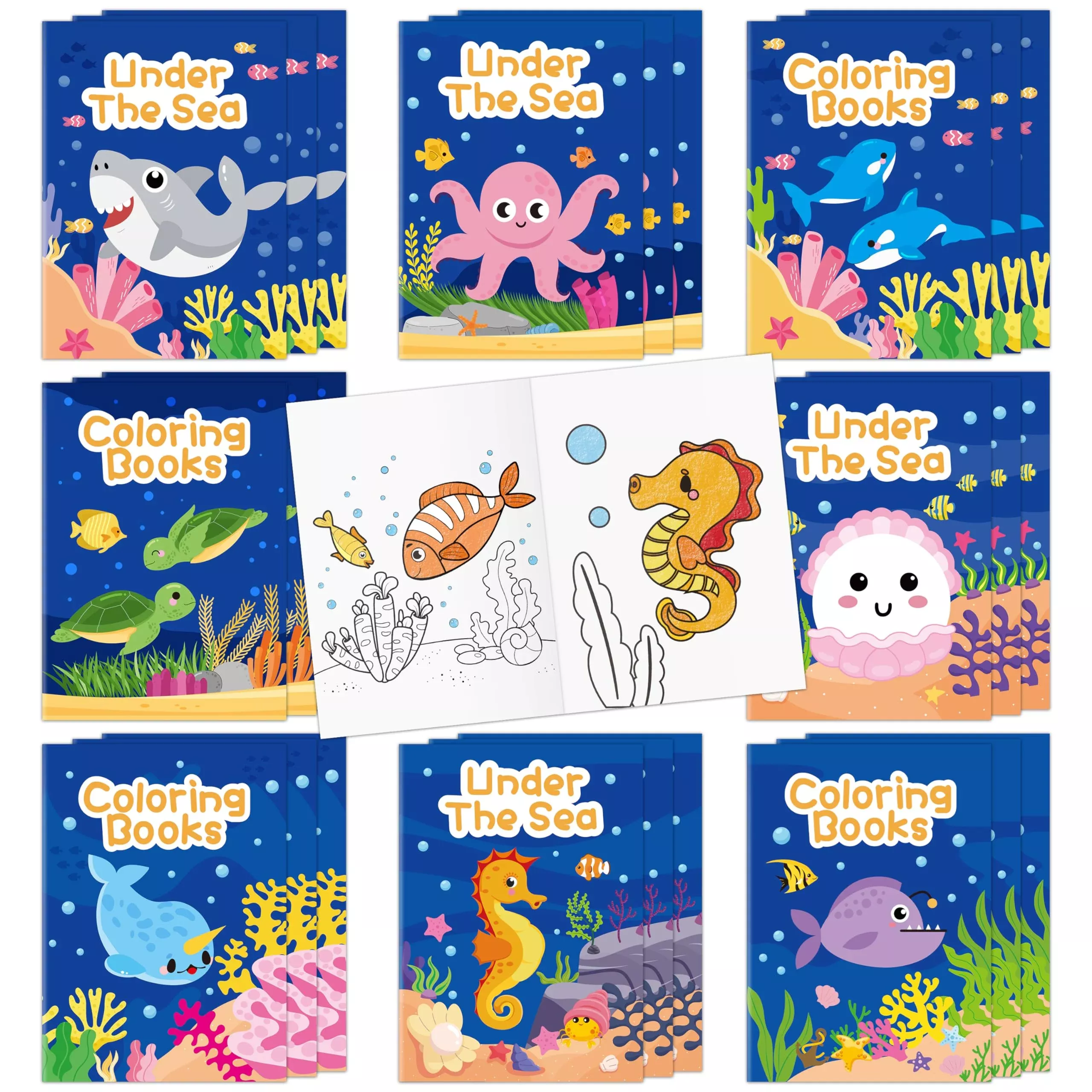 JAPBOR Ocean Animal Coloring Books, 24 Pack, 4.8 x 6