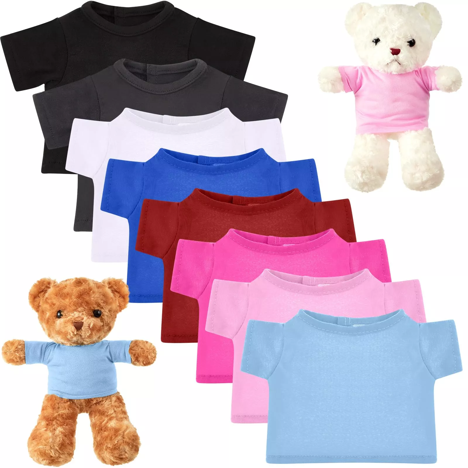 Jecery Bear Clothes Set for 14-18 Inch Plush Dolls, 8 Colors,