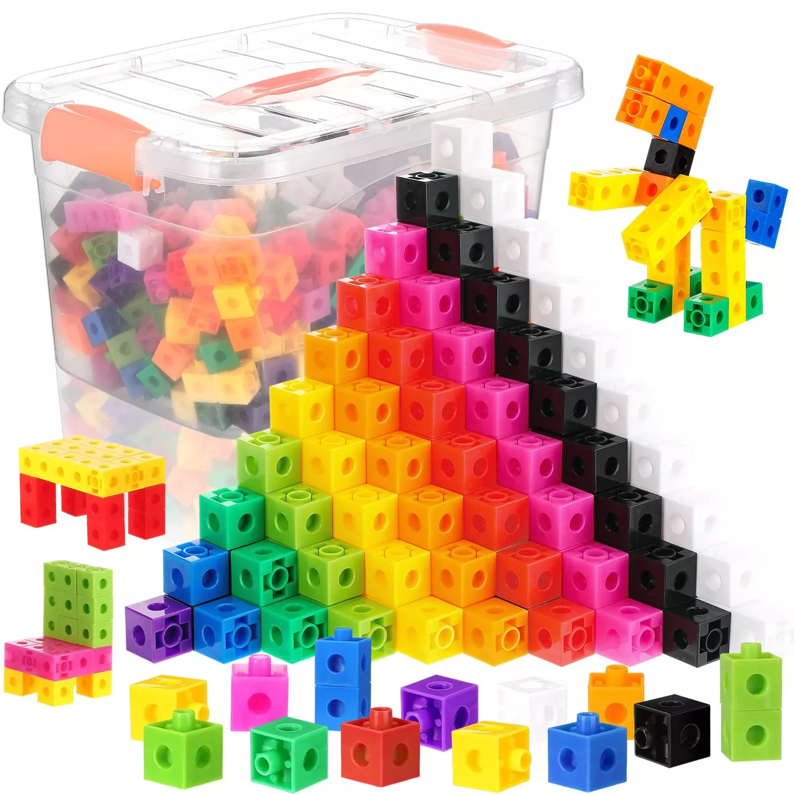 Jenaai Connecting Cubes for Early Math Learning, 300 Pieces, Orange