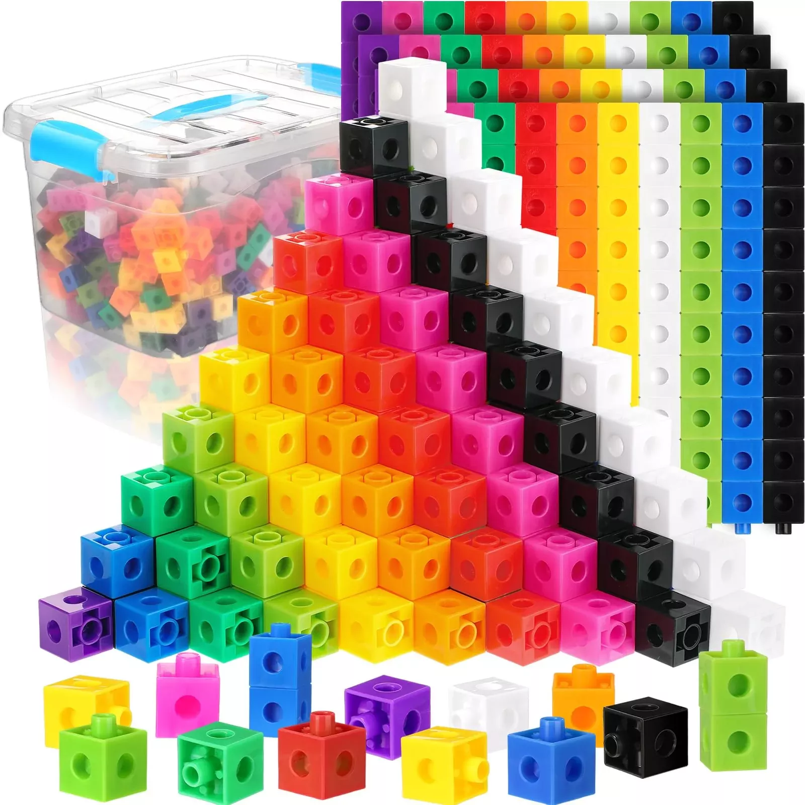 Jenaai Counting Blocks for Math, Multicolor, 500 pcs, Medium Size