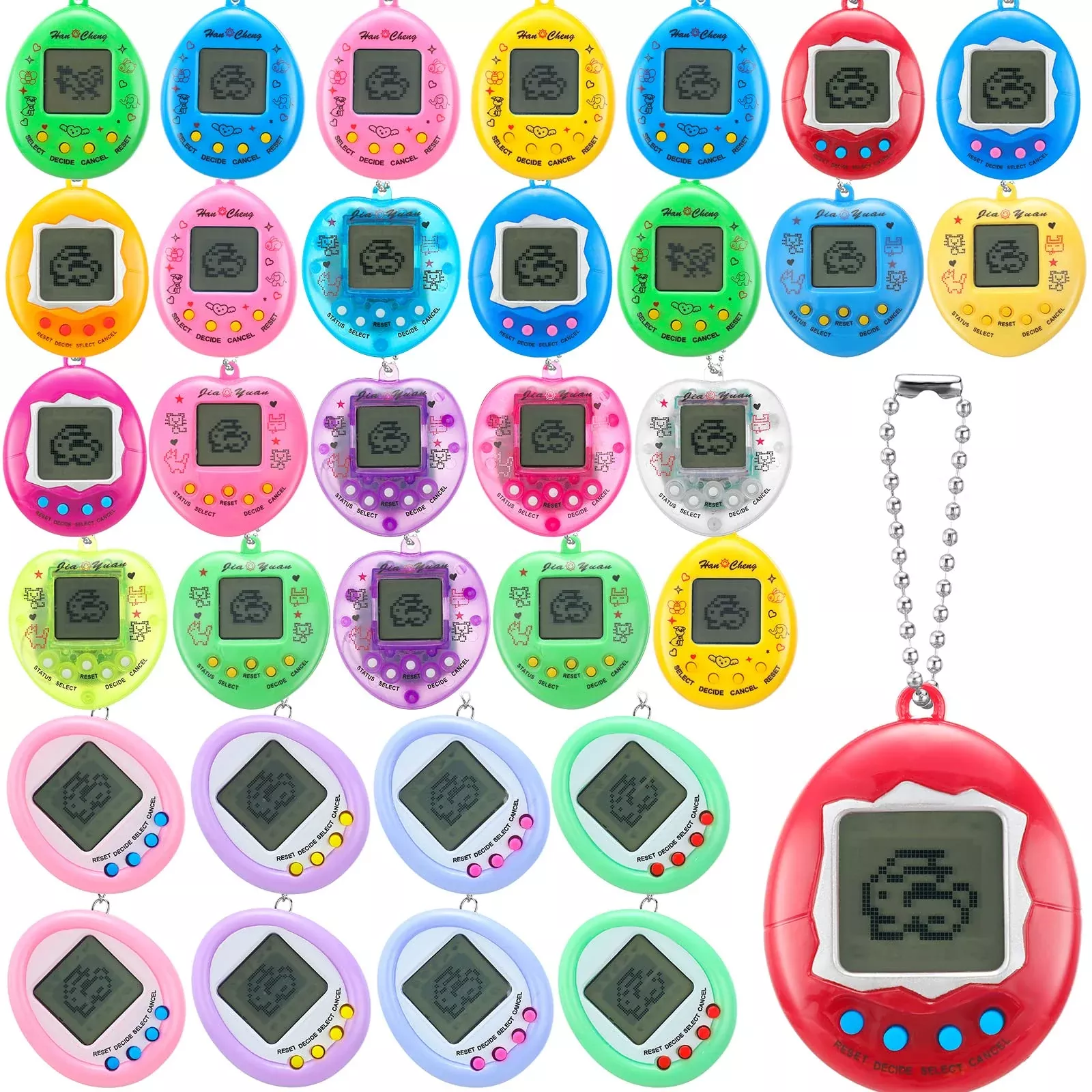 Jerify Virtual Pets Bulk, 36 Pack, Transparent, 5 Styles, Compact