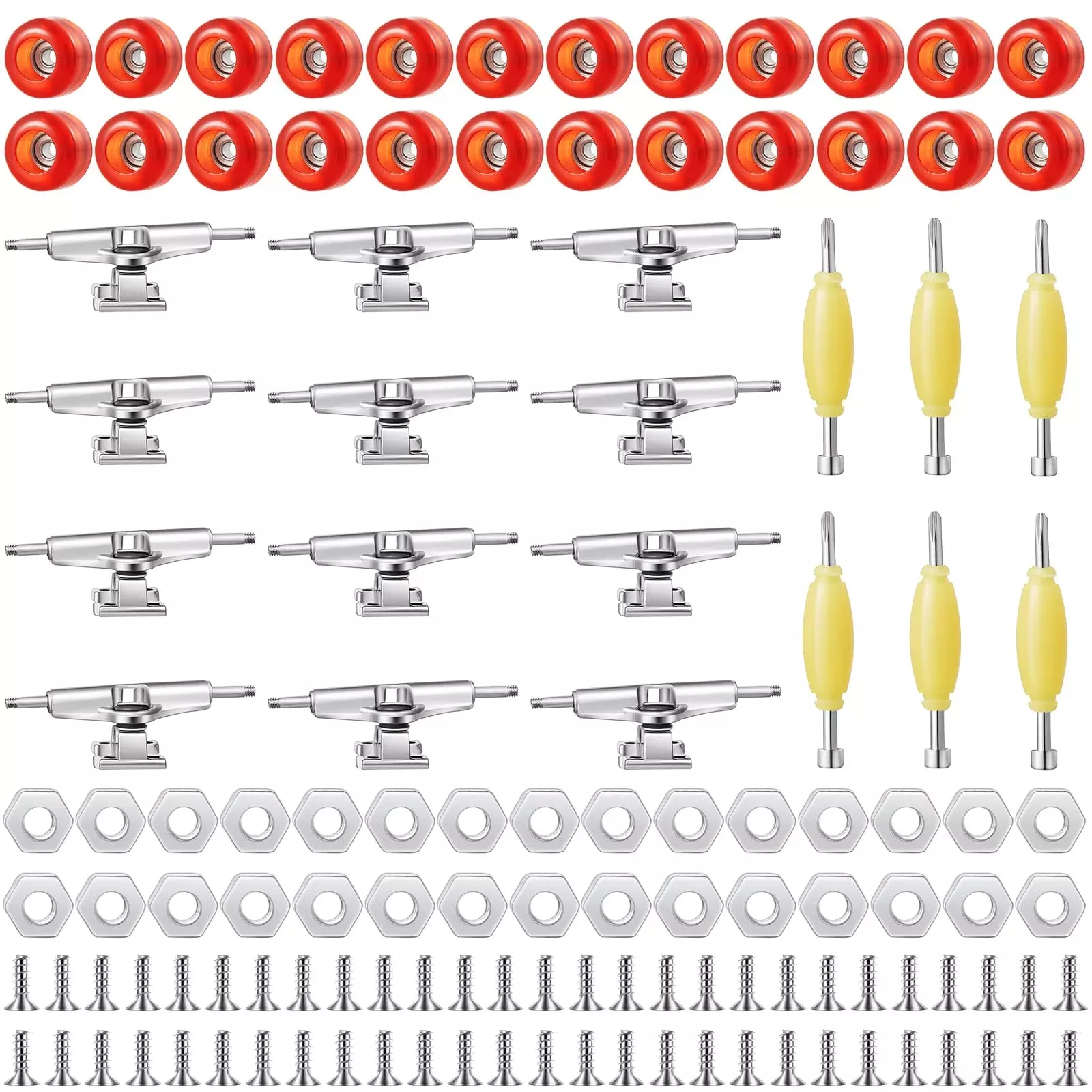 Jexine Fingerboard Accessories Kit, Red, 6 Sets, Compatible with 3.