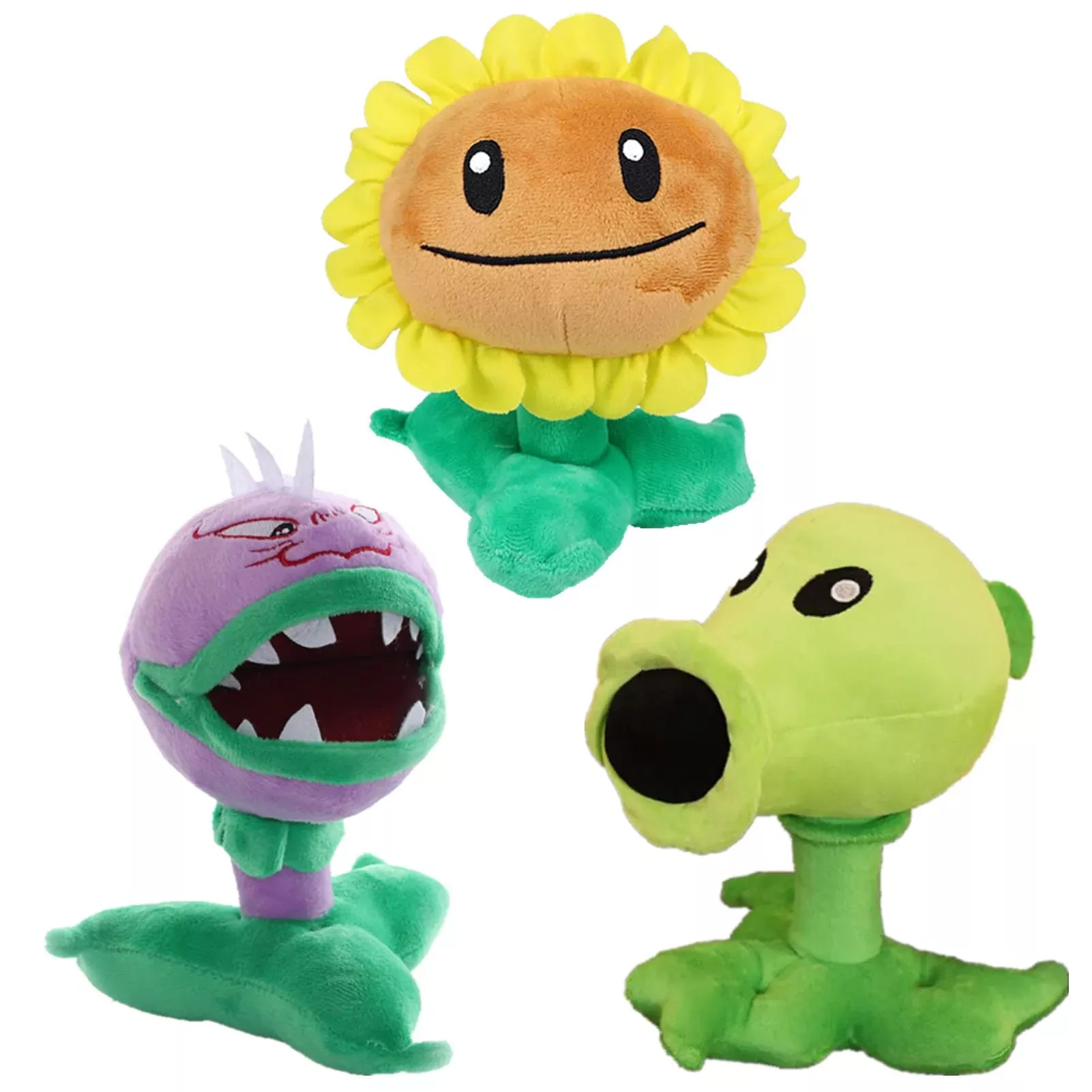 JHESAO PVZ Plush Toy Set - 3PCS Pea, Sunflower,
