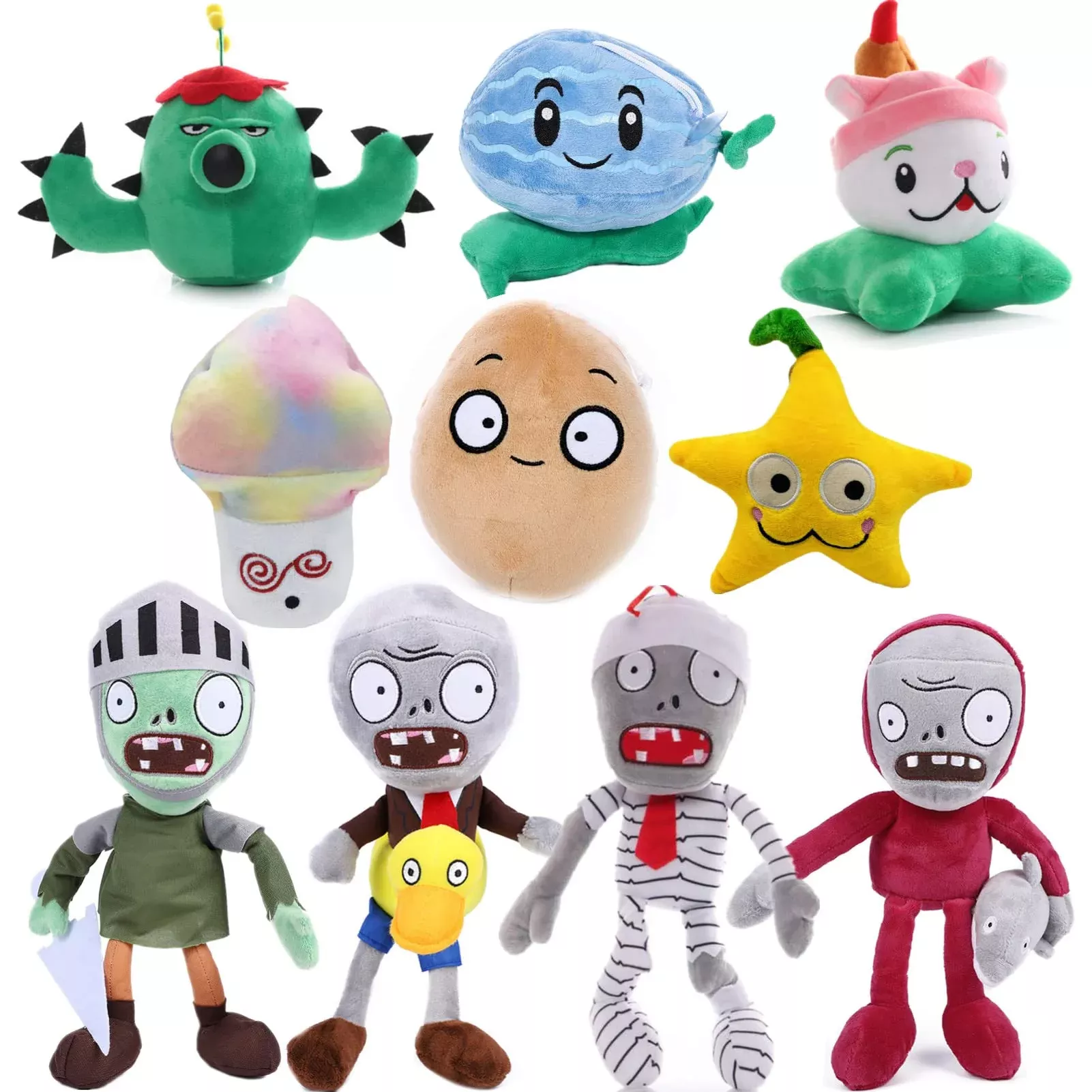 JHESAO PVZ Plush Toy Set for Kids - 10 PCS, 5-