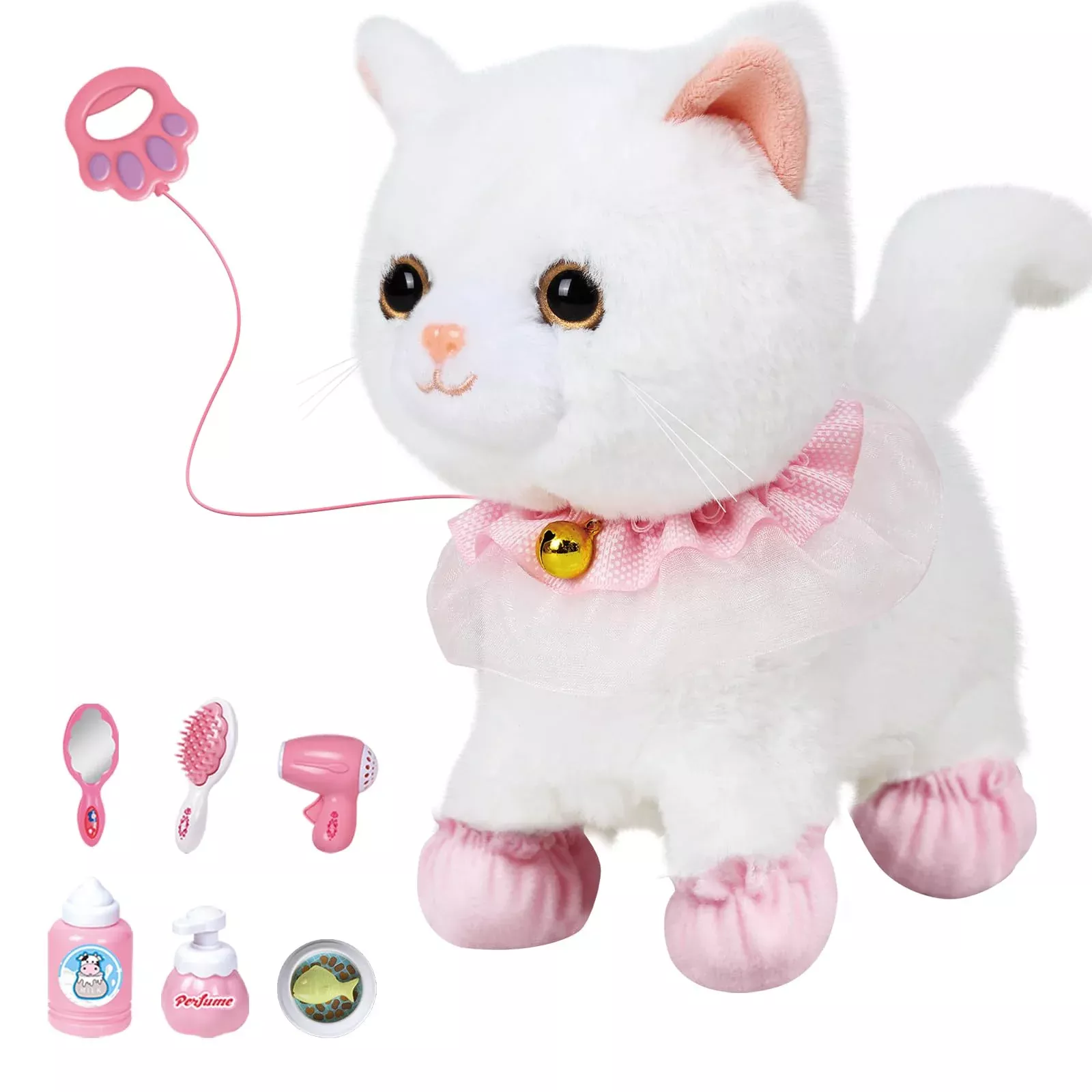 Jimate White Cat Toy with Remote Control, 8.6 x 8.4 x