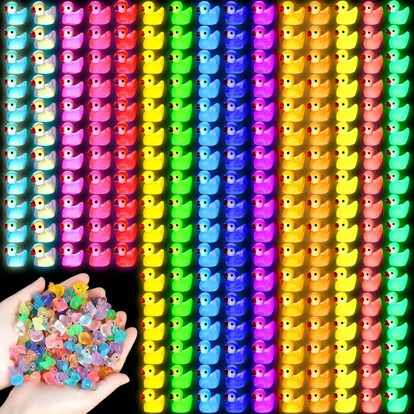 JIUZHU Mini Ducks for Fairy Gardens, Tiny Size, 15 Colors, 225 Pack