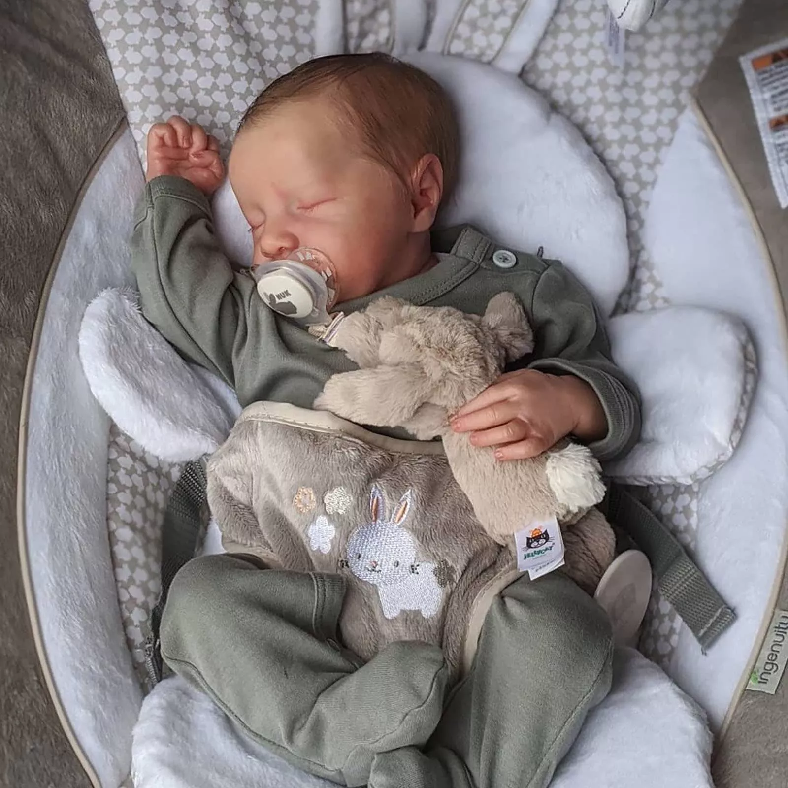 JIZHI Realistic Baby Doll Noah 20" Grey Soft Vinyl Cuddle Buddy
