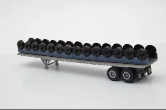JL Innovative Design 392 HO Scale 45' Flatbed Trailer with Wheel Cradle Load