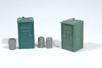 JL Innovative Design 499 HO Scale Port-A-Potty and Garbage Cans