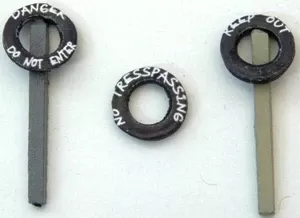 JL Innovative Design 535 HO Scale Custom Tires on Posts Waning Signs