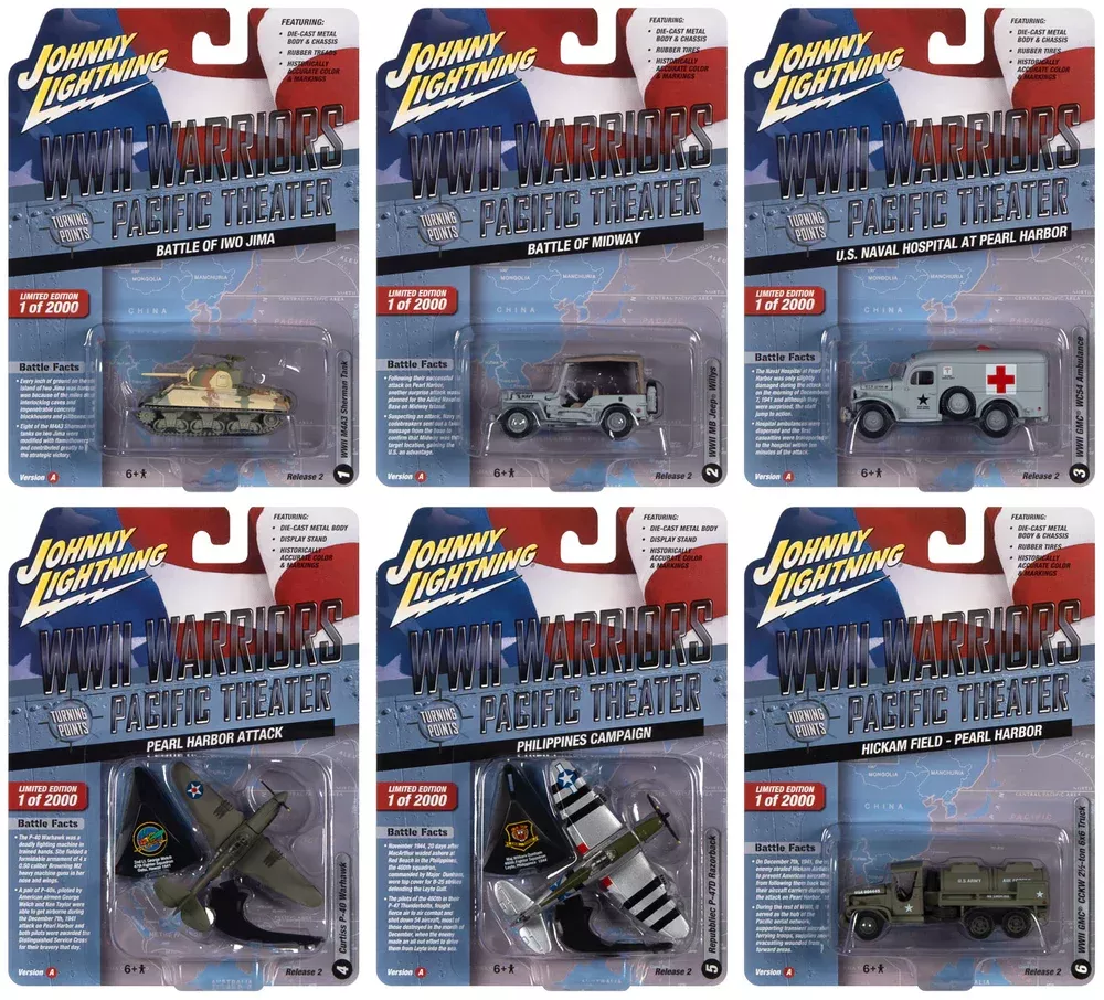 Johnny Lightning JLML008 WWII Warriors European Theater Version A Sealed 6 Pack