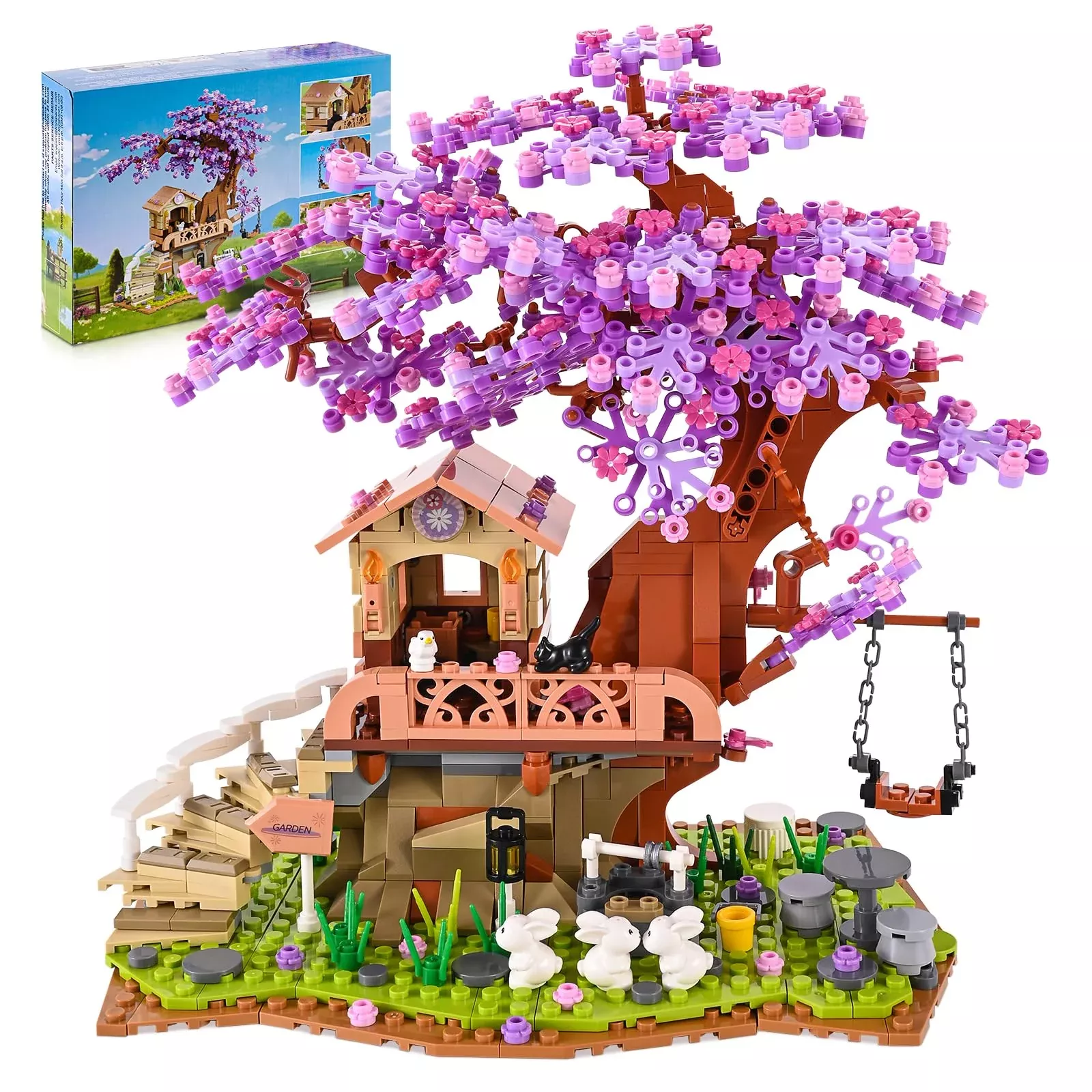 Jojo&Peach Cherry Blossom Garden Building Set With Led Light, Friends