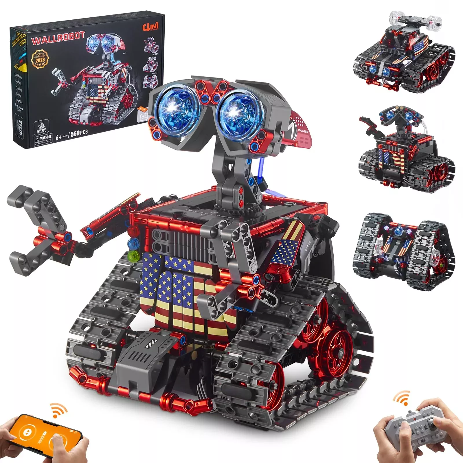 Jojo&Peach Stem Robot Building Toys, Remote & App Controlled 4 In 1 Wa