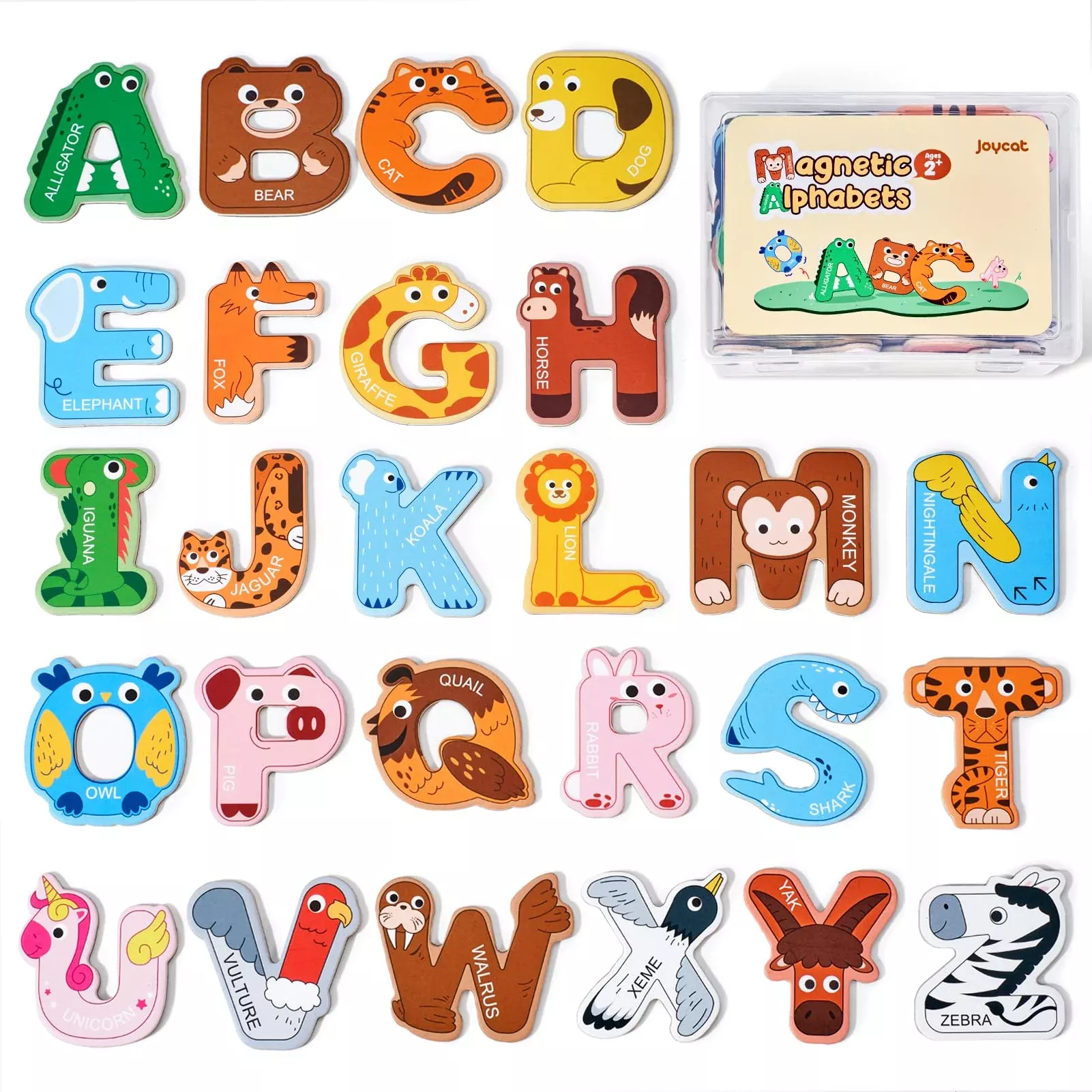 JoyCat Alphabet Magnets for Kids - 26 Uppercase Letters - Multi Color