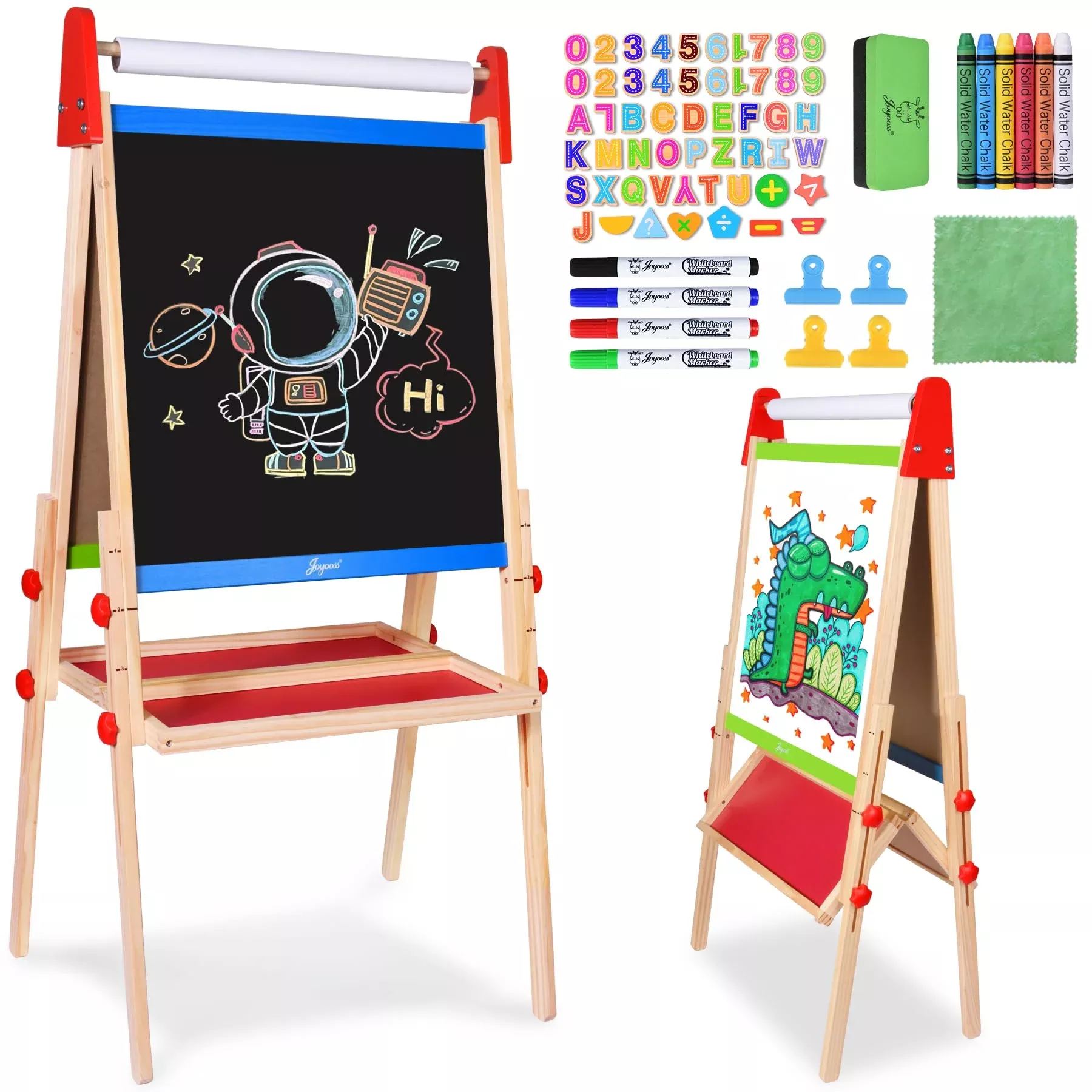 Joyooss Easel For Kids Easel, Wooden Easel Whiteboard & Chalkboard Eas