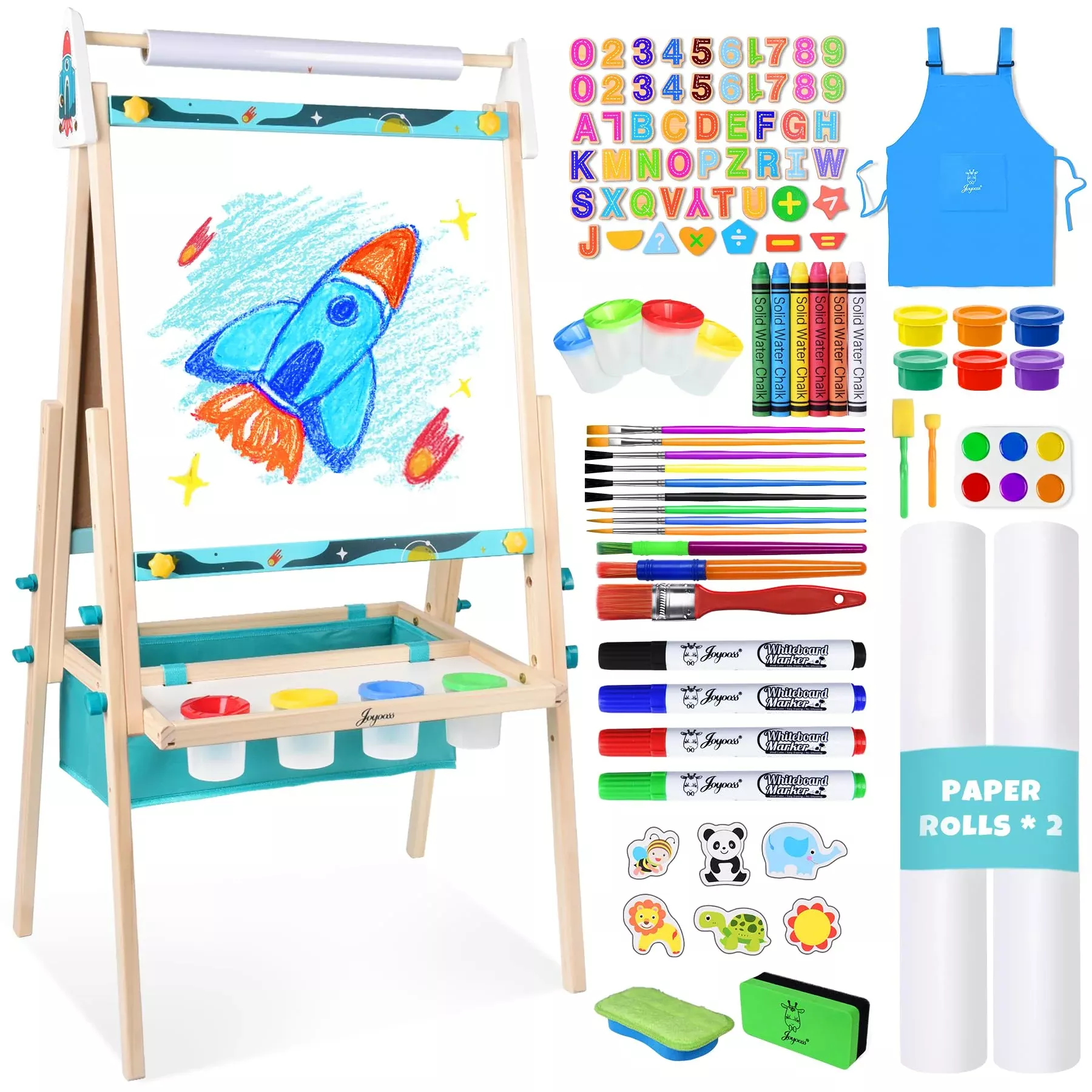 Joyooss Kids Art Easel, Adjustable Height, Lake Blue, Medium, 98 Accessories