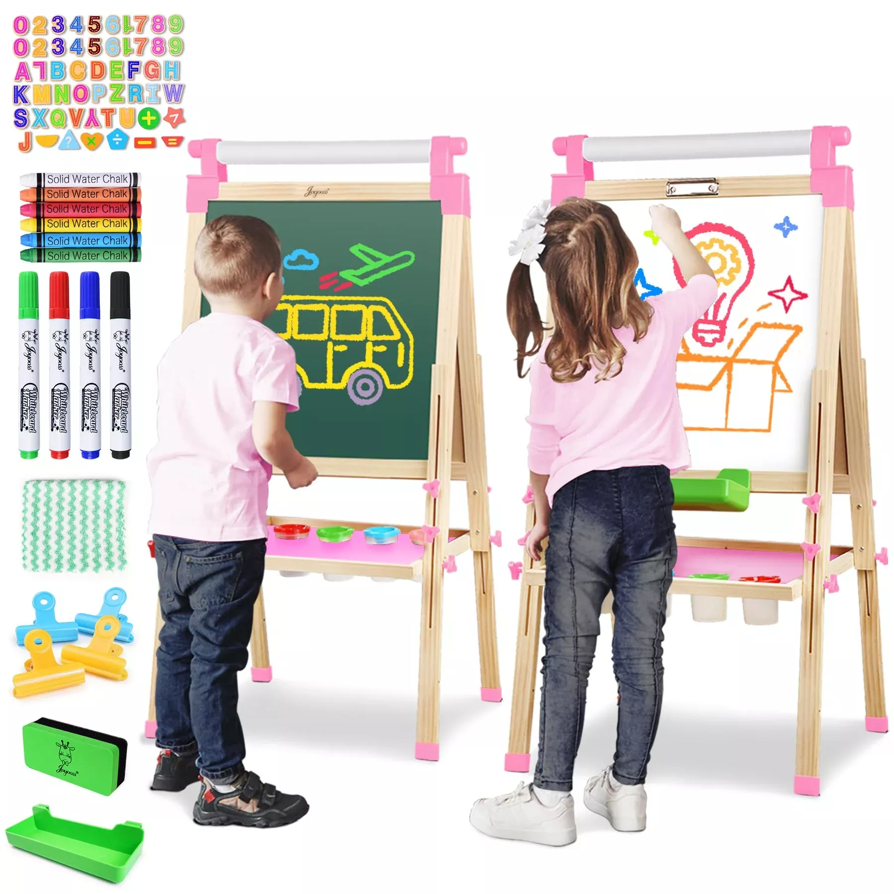 Joyooss Kids Art Easel Double-Sided Magnetic Pink 38"-51"
