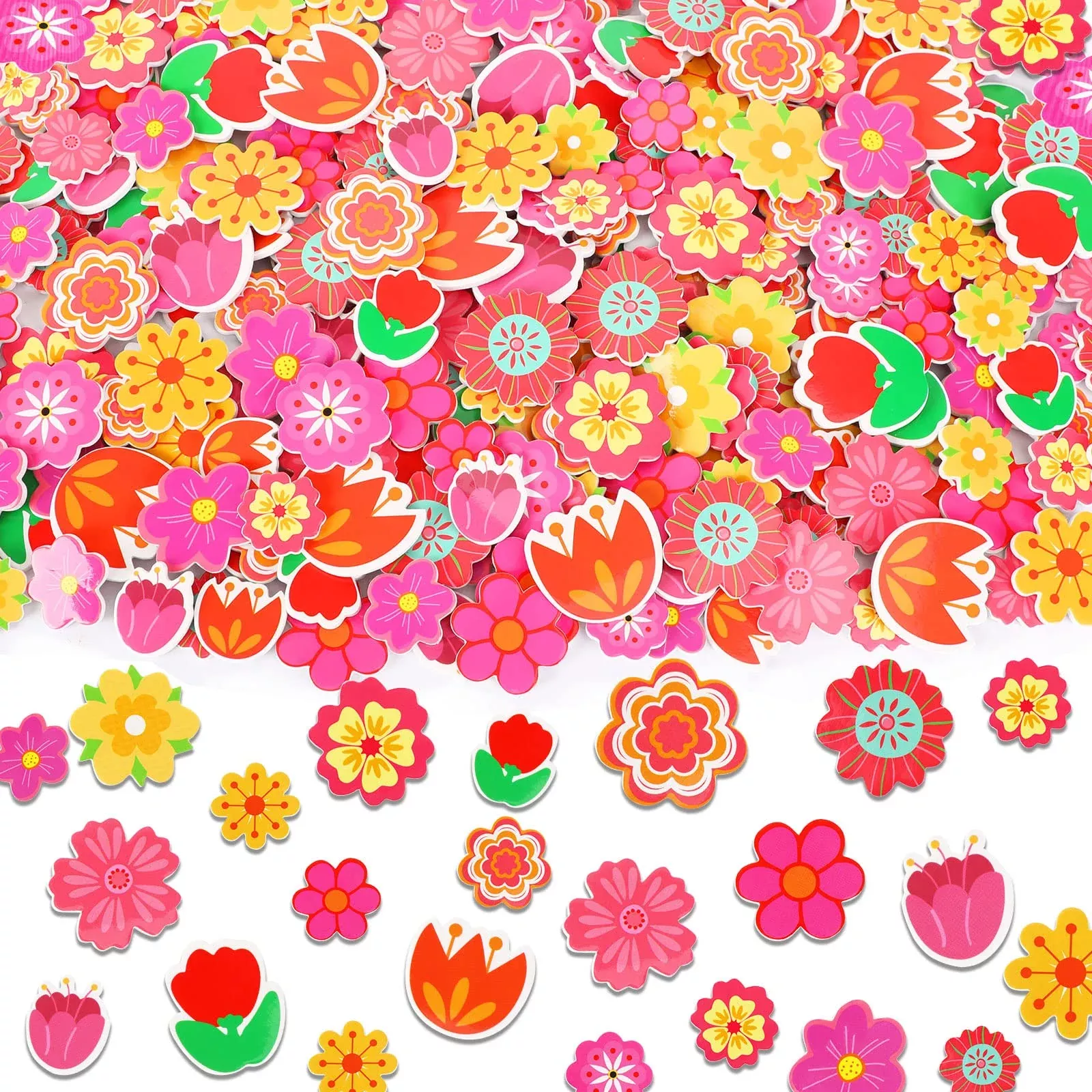 Julbear Flower Foam Sticker, 300Pcs Bulk Spring Self-Adhesive Foam Sti
