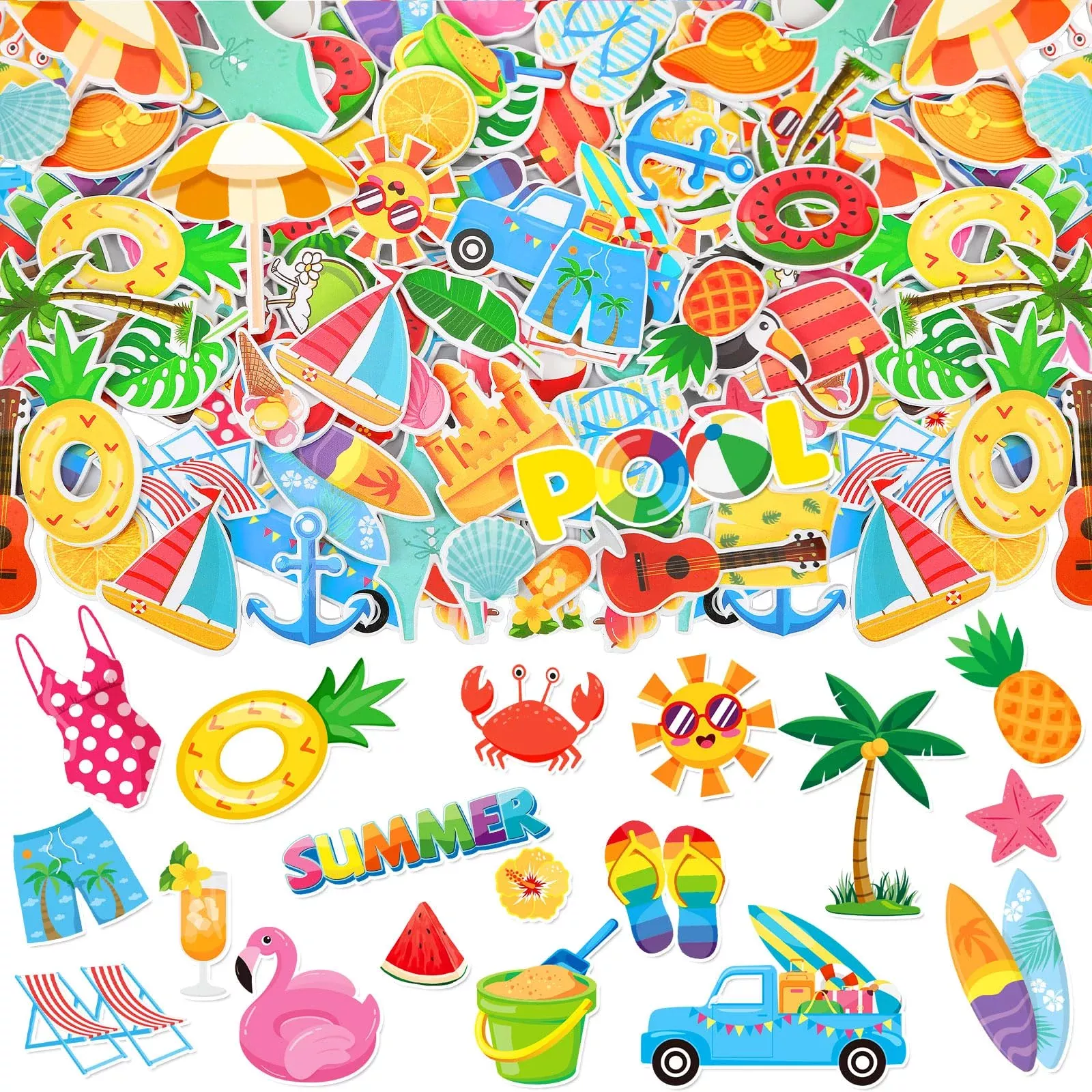 JULBEAR Summer Stickers for Kids, 300 Multicolor EVA Foam Designs