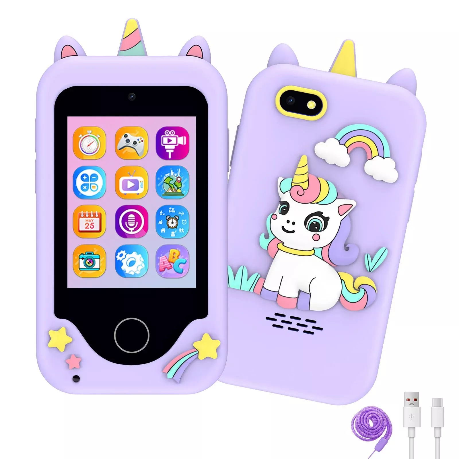 KAKTIN Kids Smart Phone 2.8" Touchscreen Light Purple Child-size