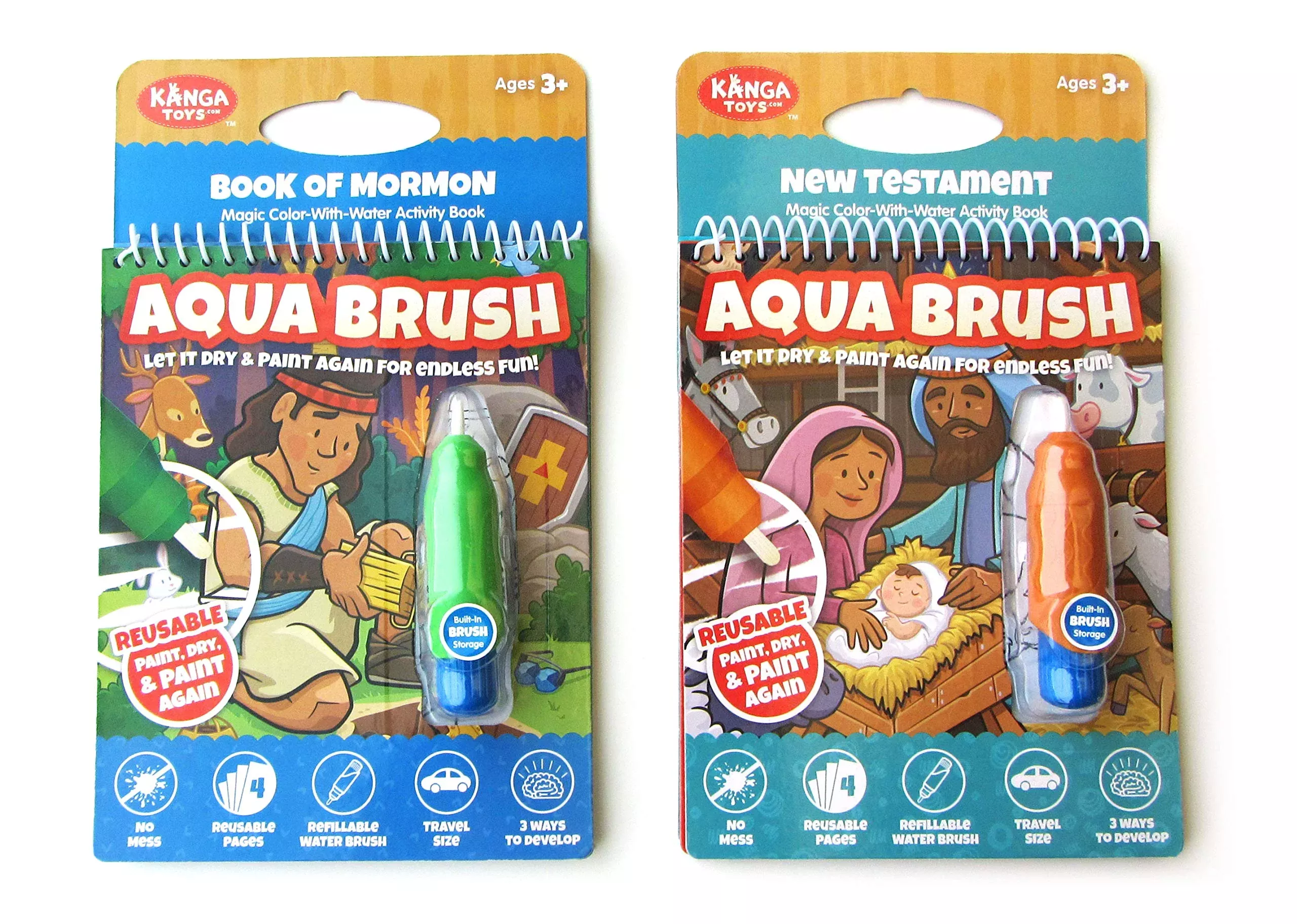 Kangatoys Water Reveal Coloring Scripture Books For Kids. 2 Pack Book