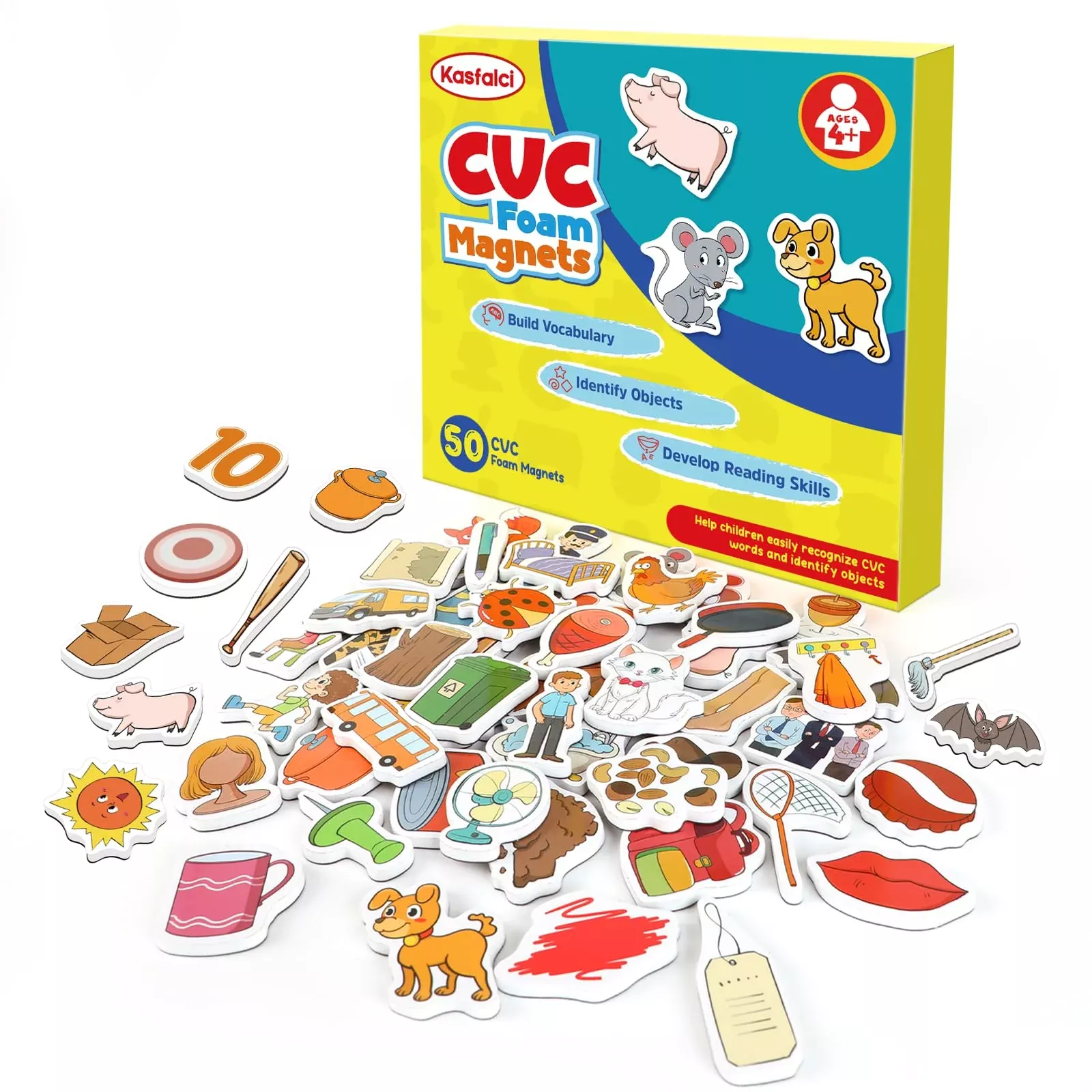 Kasfalci CVC Word Games Set for Preschool Learning, Multi-colored, Small