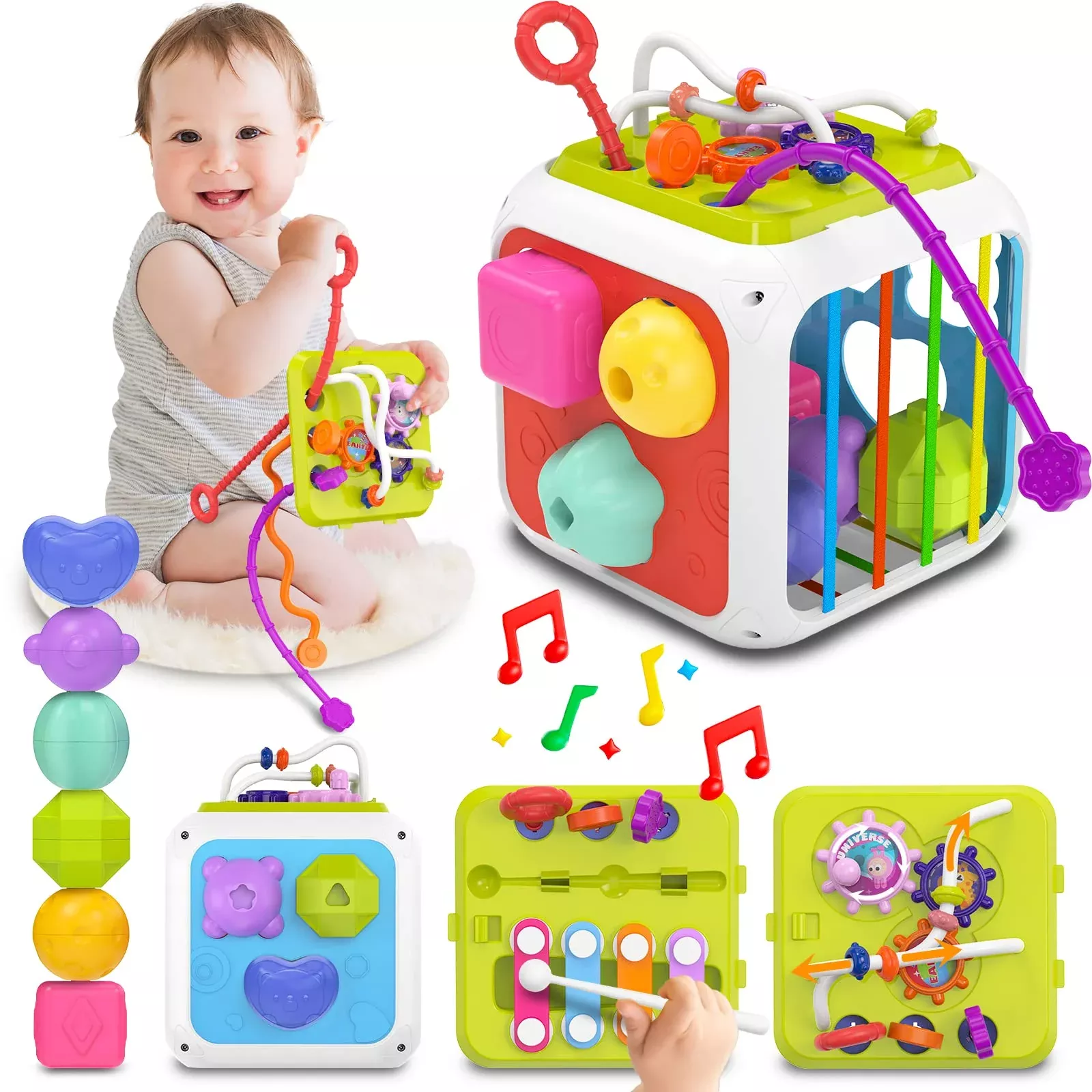 kecristv Montessori Sensory Toys for 18+ Months, Multicolor, 7