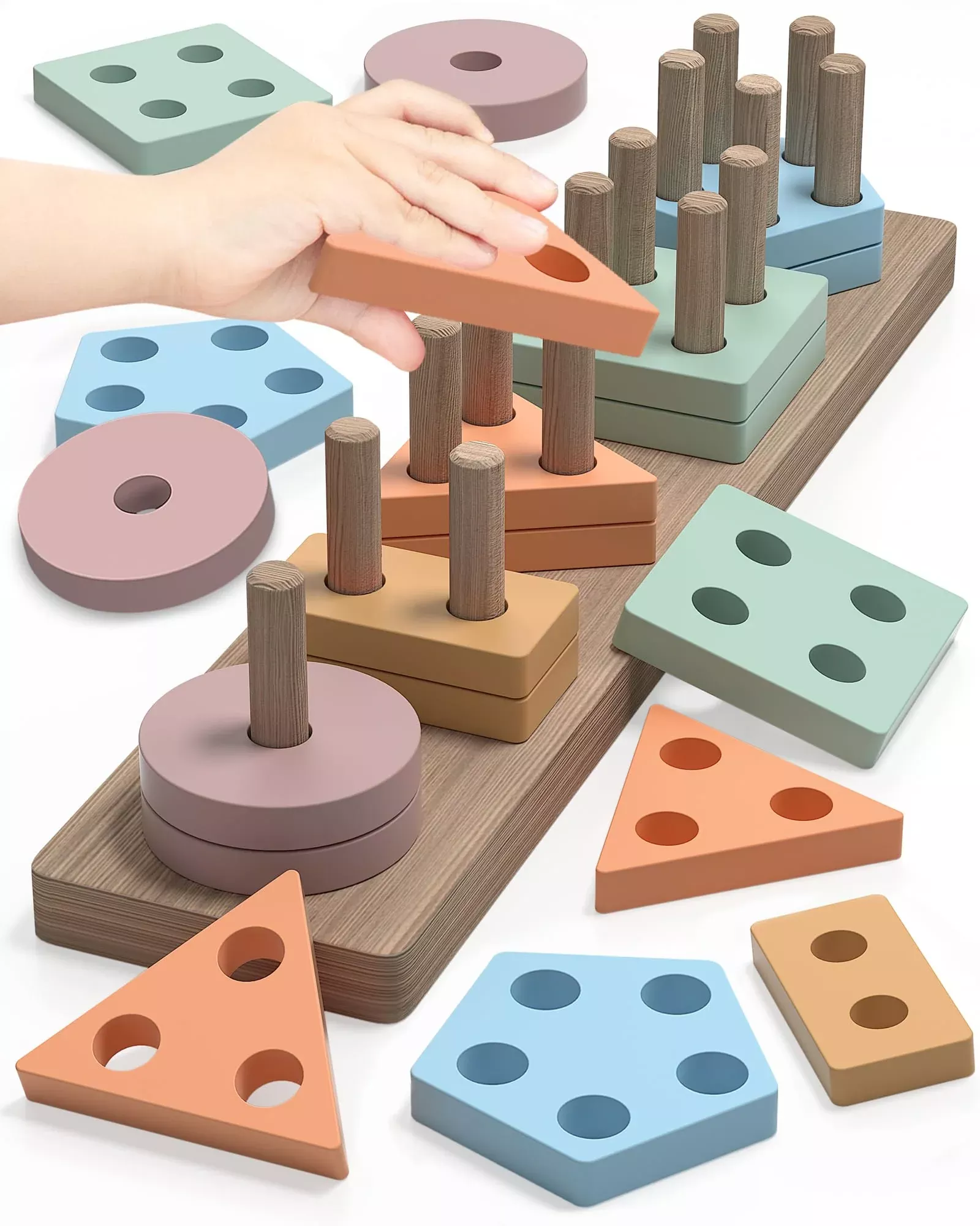 kecristv Montessori Stacking Toy for 1-2 Year Olds, Colourful