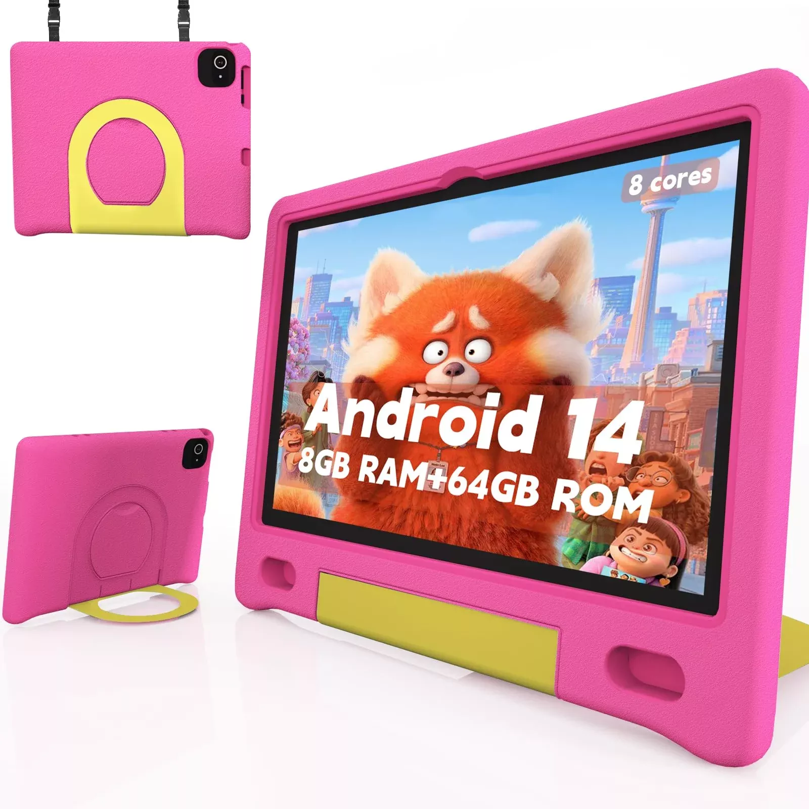 Kids Tablet With Strap, Android 14 Tablet For Kids 10 Inch , Toddler T