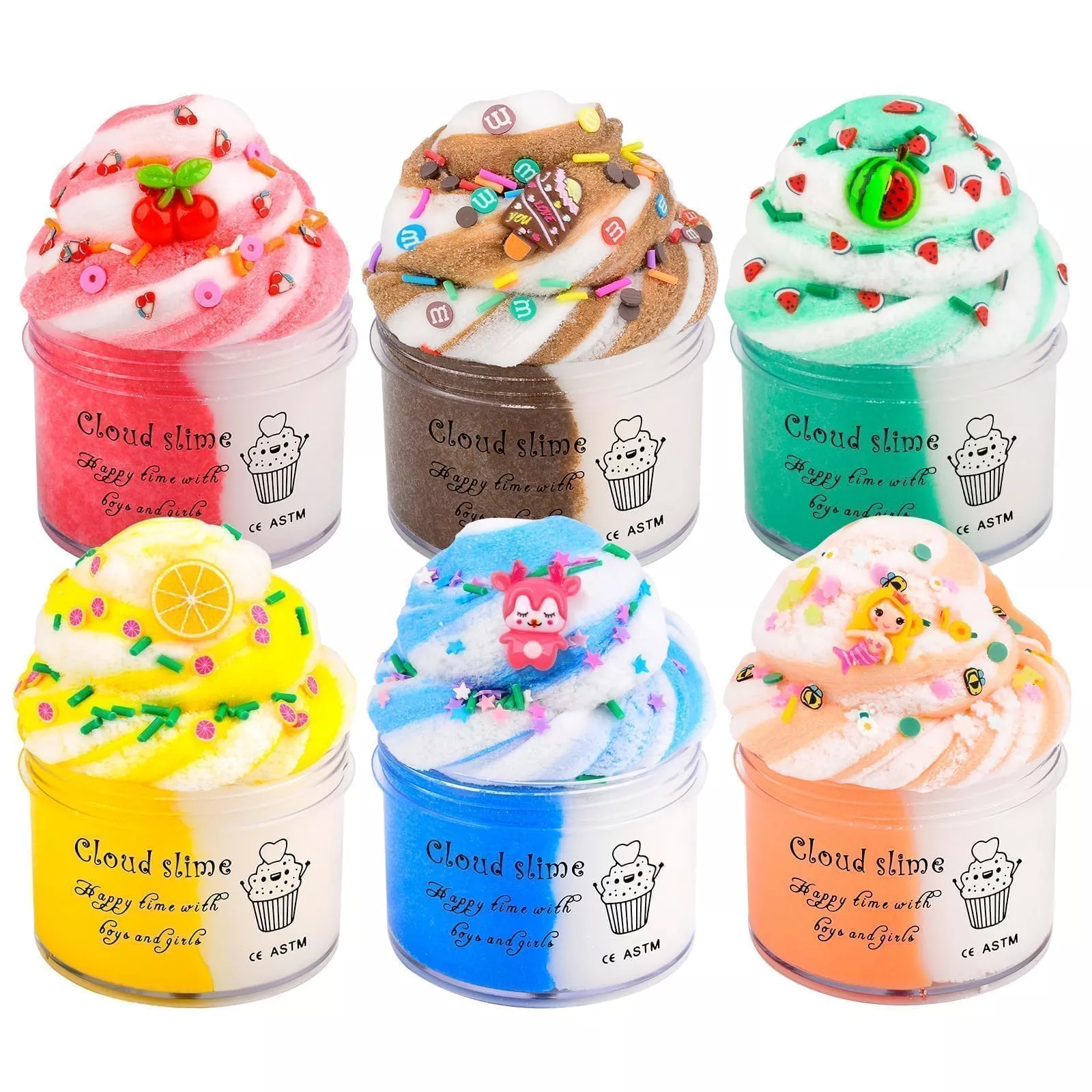 Kids Valentine'S Day Cloud Slime 6 Pack Boxed, Soft, Non-Sticky, Scent