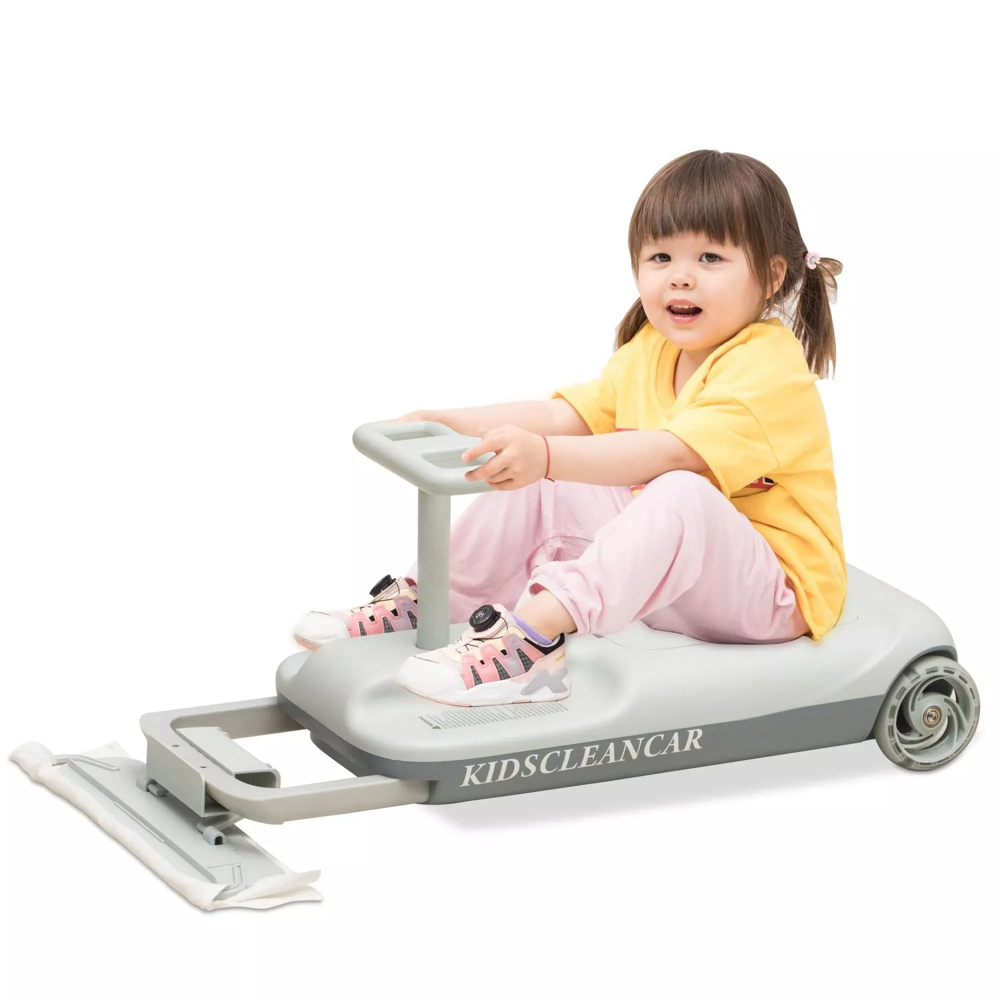 KidscleanCar 3-in-1 Ride-On Toy for Kids, Gray, Small,