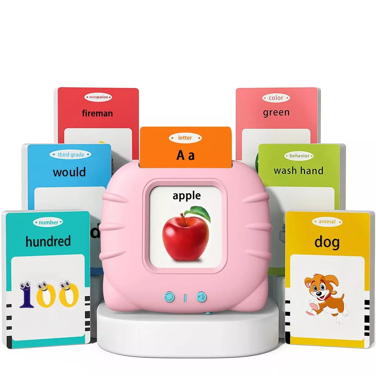 Kidz do Card Reader Toy for Learning ABCs & Numbers, Pink, 600 Cards