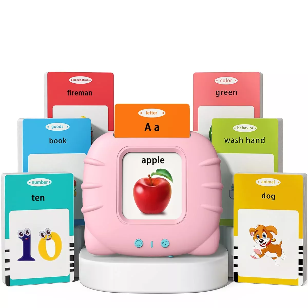 Kidz do Pink Card Reader Toy for Learning ABCs, Numbers & Sounds, 254 Cards