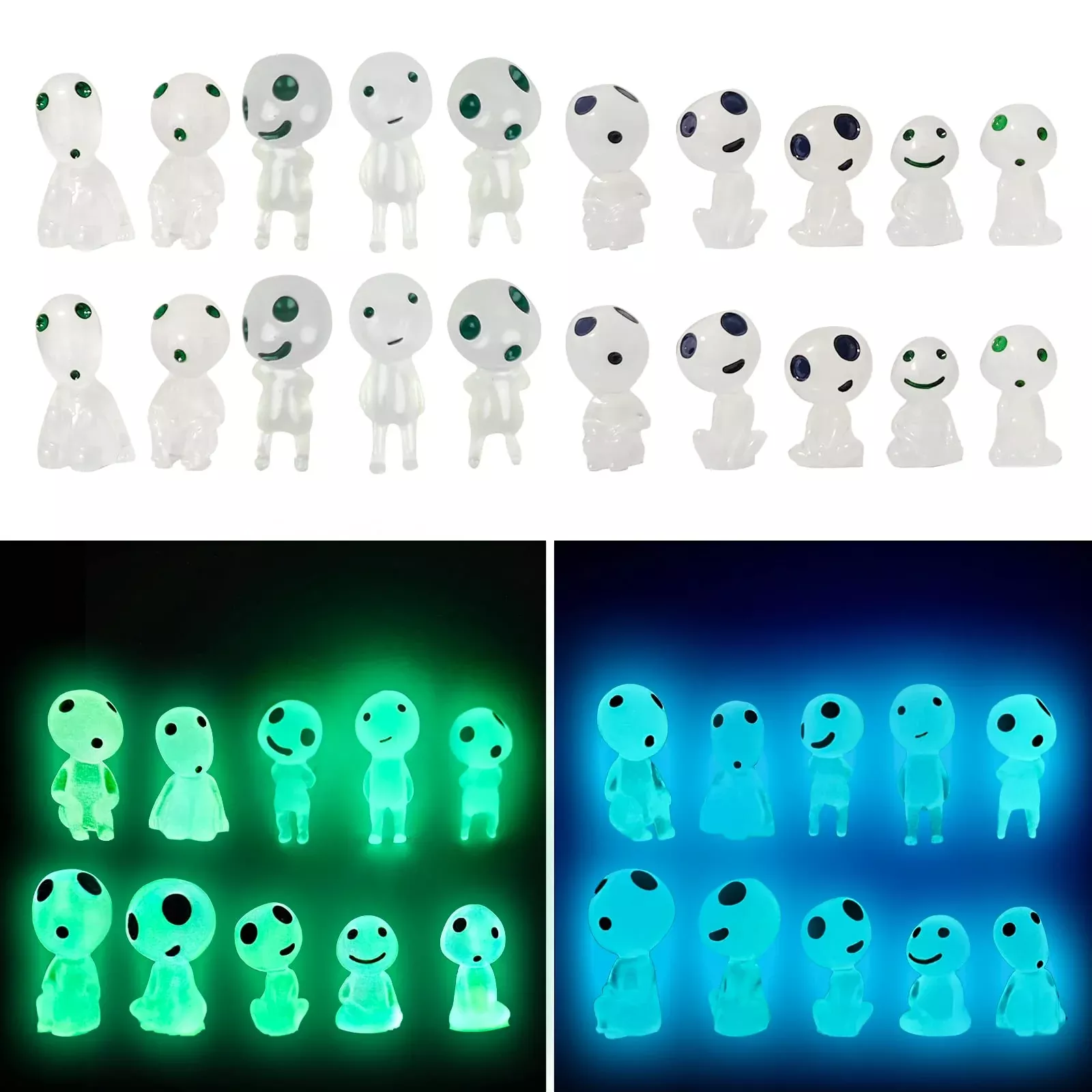 KIMOBER Mini Resin Glow in Dark Tree Elves, 20pcs, 1