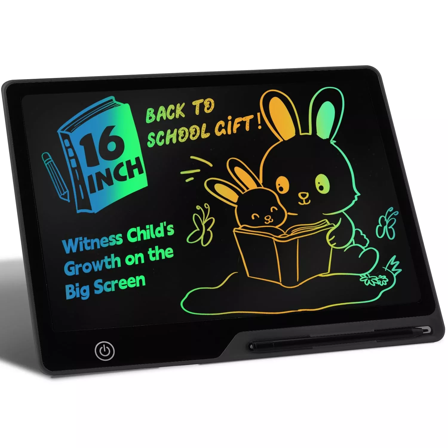 Kinayue Lcd Writing Tablet For Kids, Rechargeable 16 Inch Doodle Board